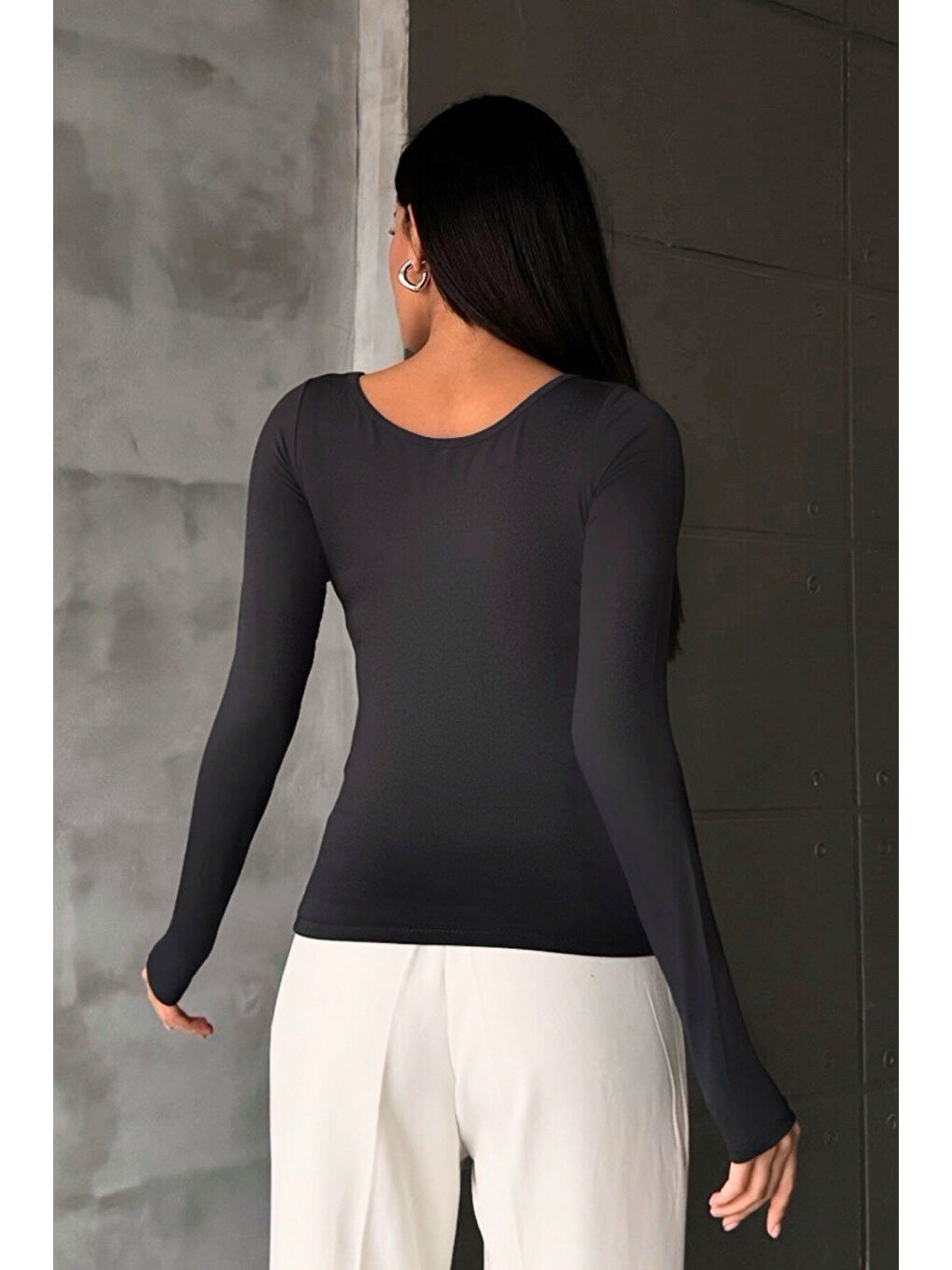 Kadın Antrasit Prenses Yaka Bluz-3