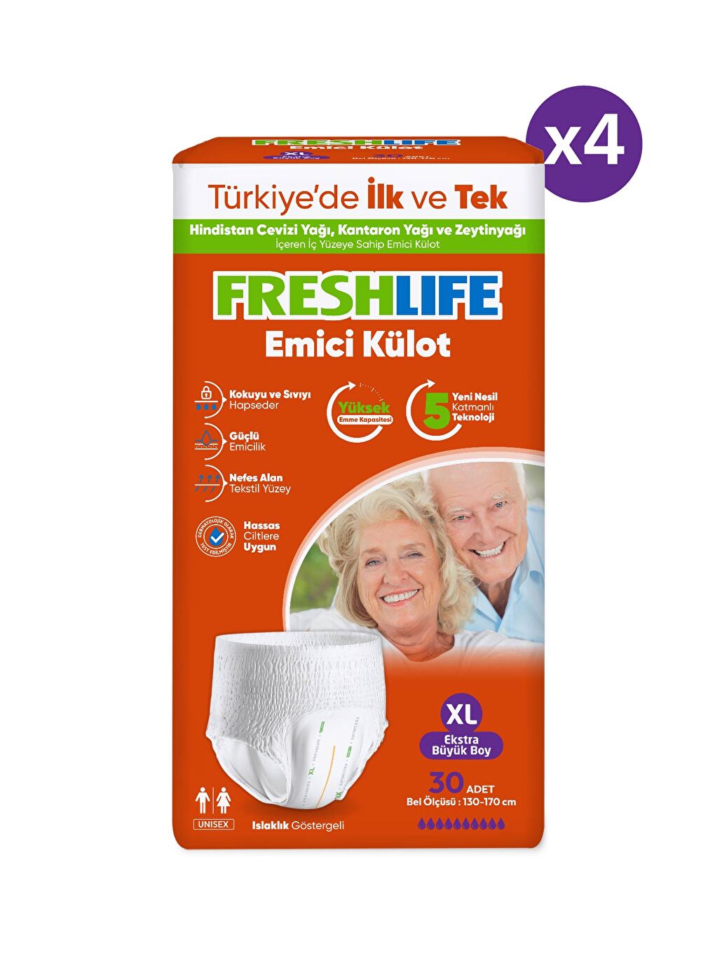 FRESHLIFE Xlarge Emici külot 30’lu 4 Paket (120 Adet) - 1