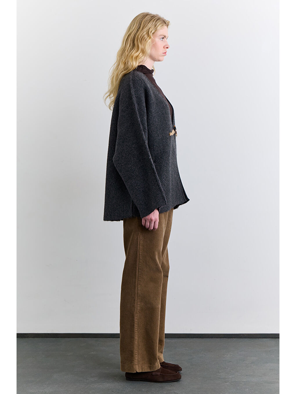 Norway Düğmeli Triko Hırka Antrasit-6