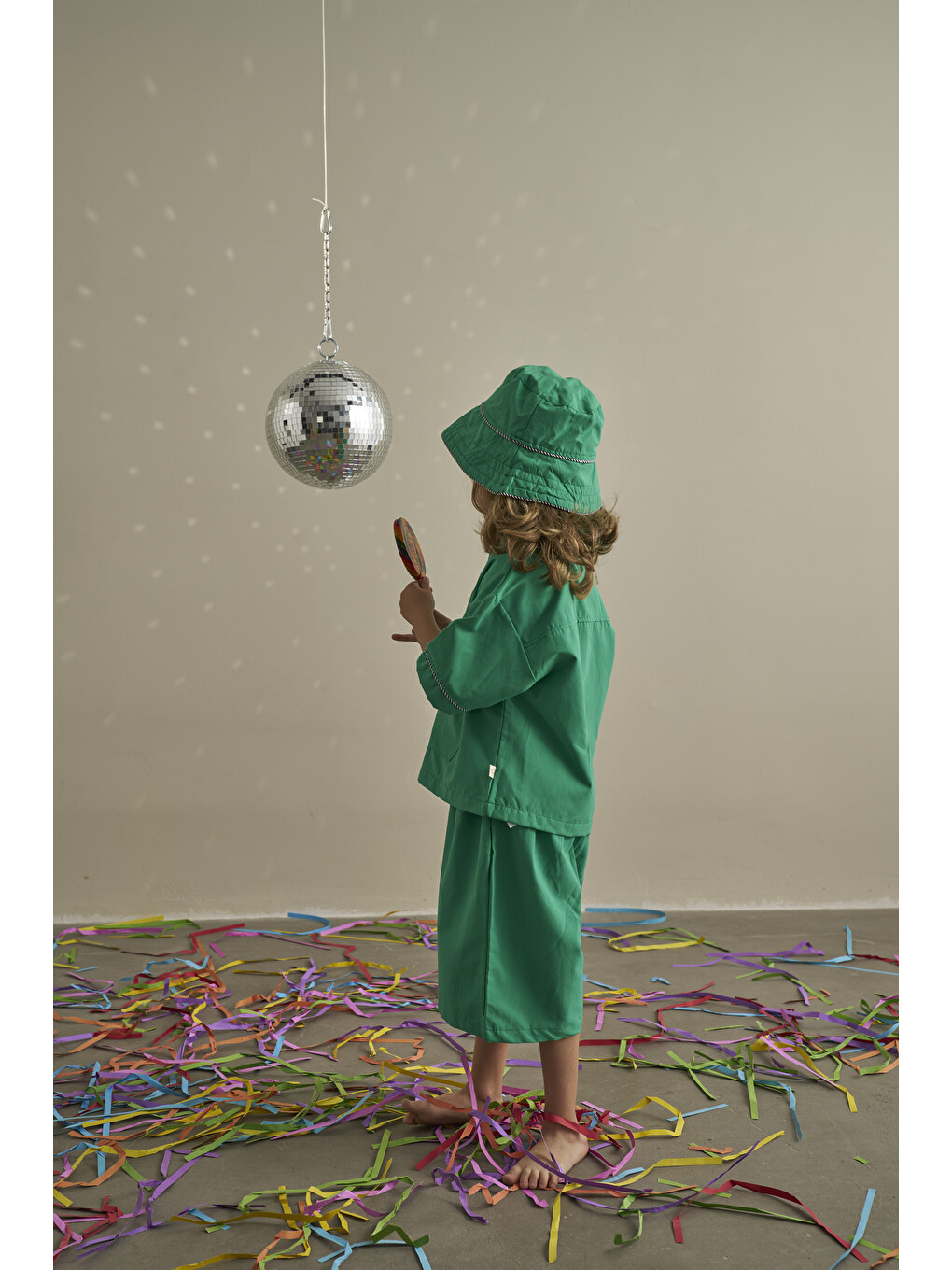 Yeşil Candy Summer Biyeli Şapkalı Poplin Takım-5