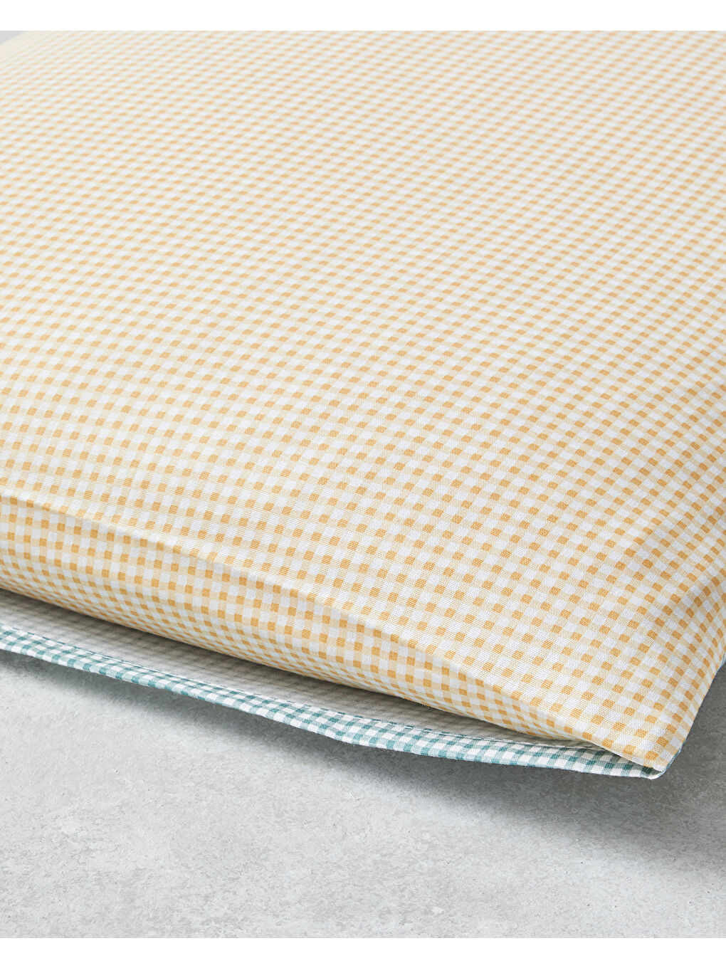 Petit Check Pamuklu 2'li Yastık Kılıfı 50x70 cm Sarı-Yeşil-3