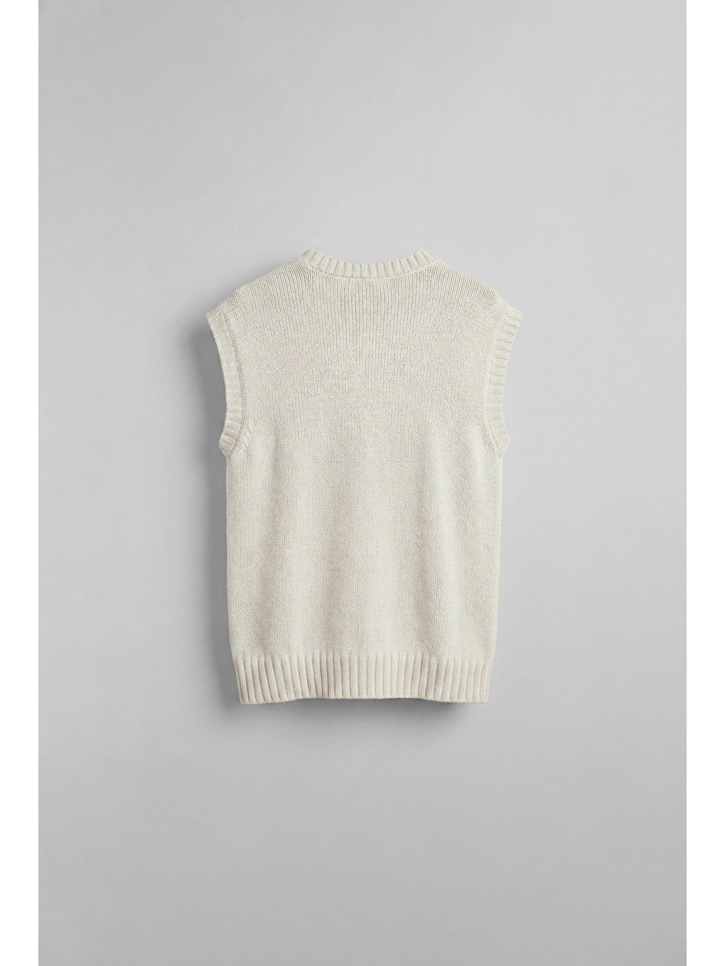 Erkek Oversize V Yaka Triko Süveter Bej-1