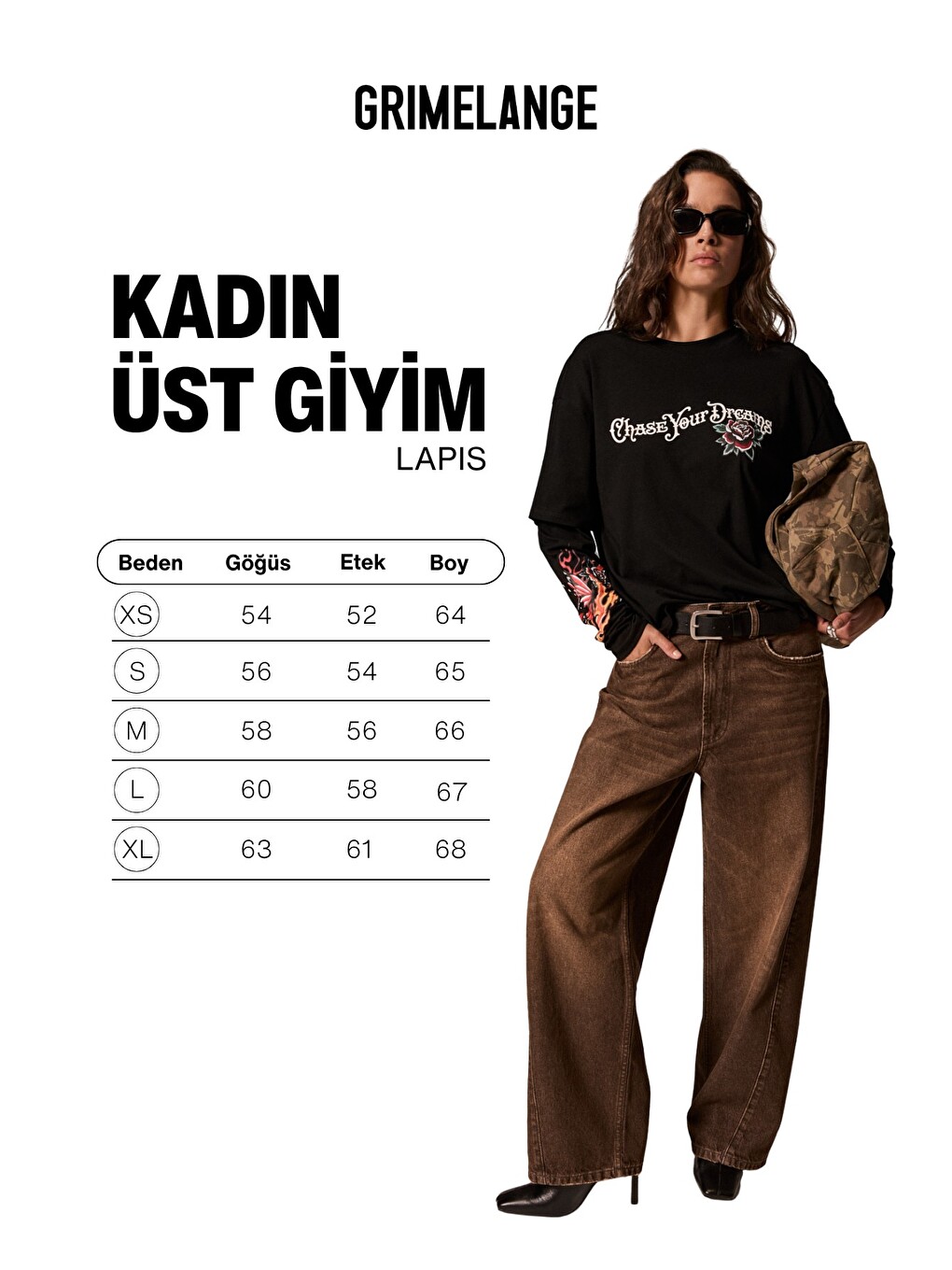 Lapıs Kadın Organik Pamuklu Uzun Kollu Baskılı Siyah T-shirt-6