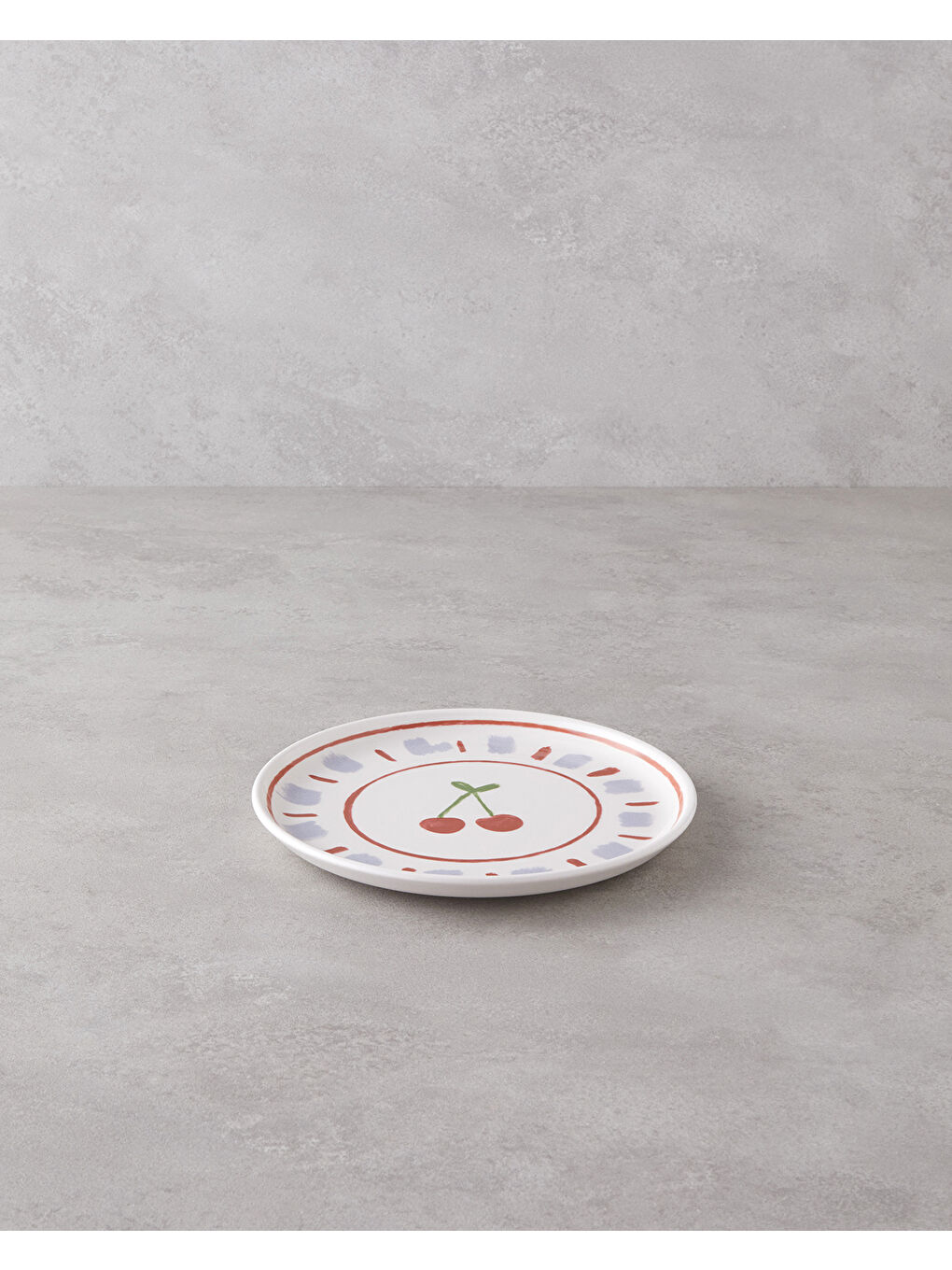 Beyaz Cherry Seramik Pasta Tabağı 20 cm Renkli-1