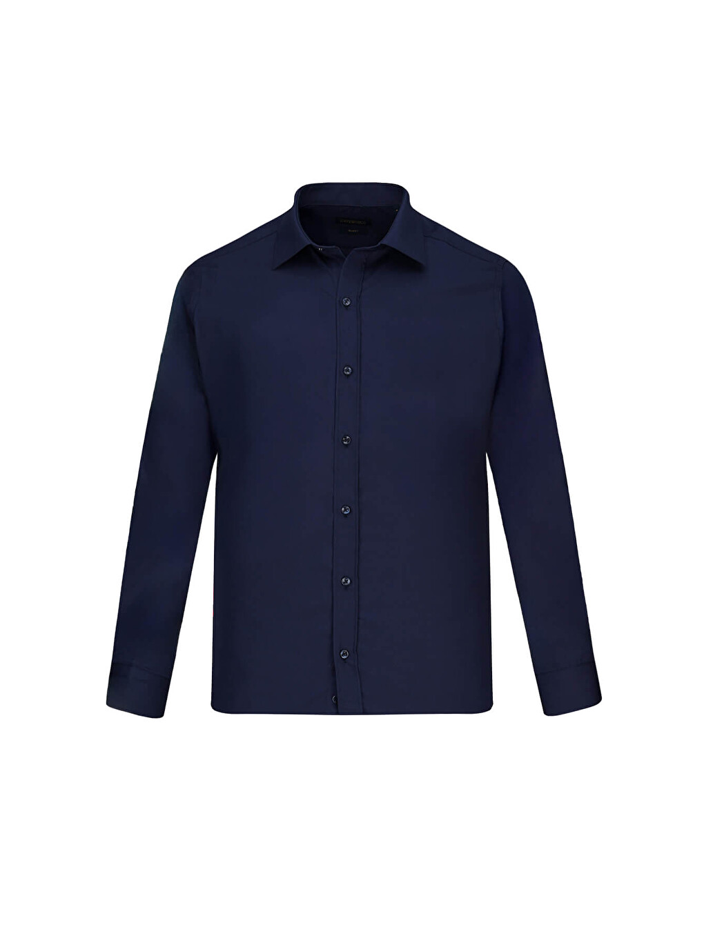 Lacivert Slim Fit Slim Yaka Pamuklu Uzun Kollu Gömlek-2