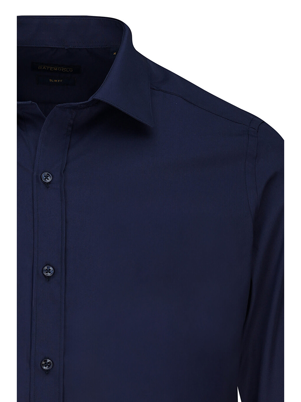 Lacivert Slim Fit Slim Yaka Pamuklu Uzun Kollu Gömlek-3