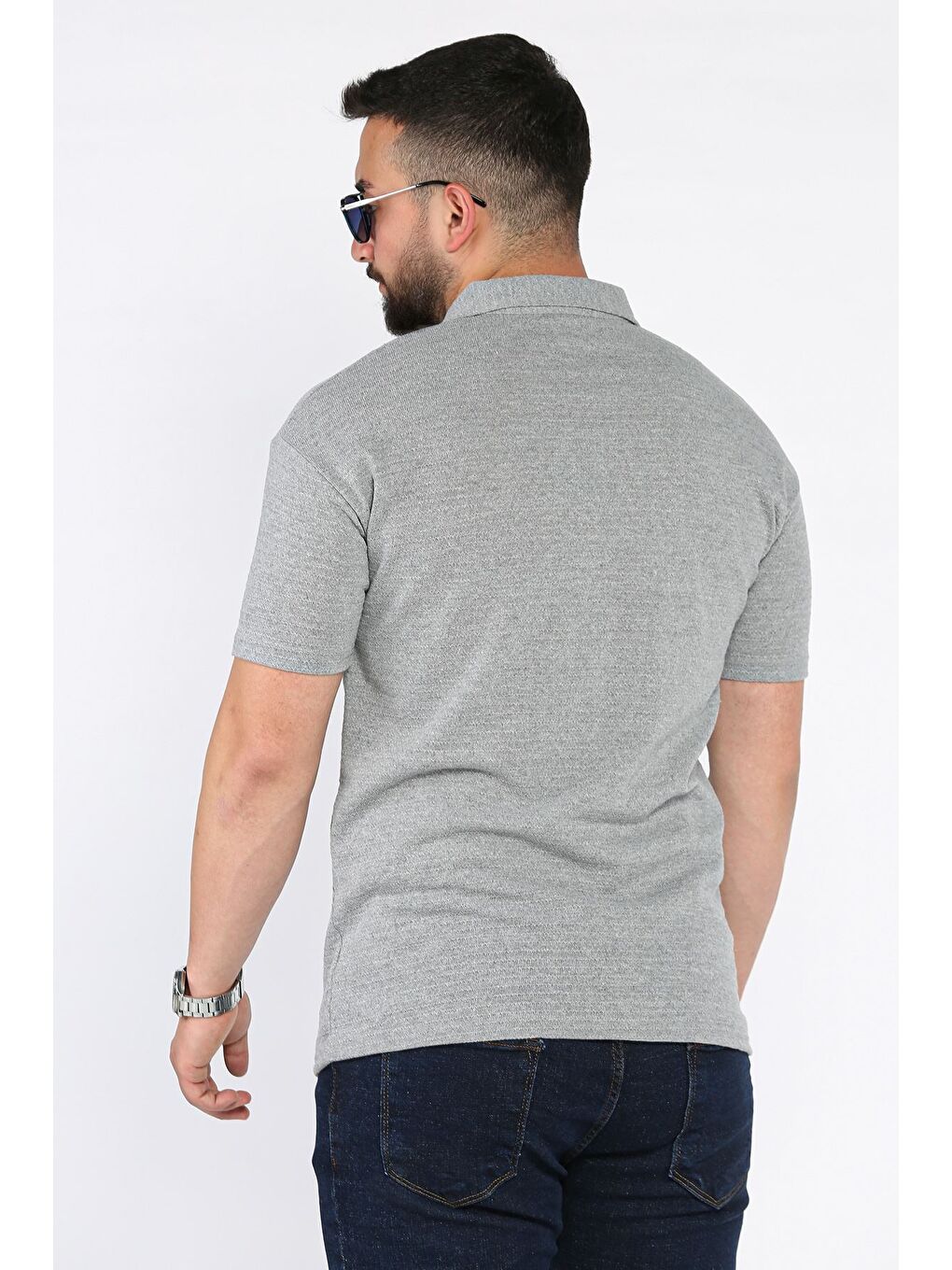 Gri Erkek Polo Yaka Tişört-2