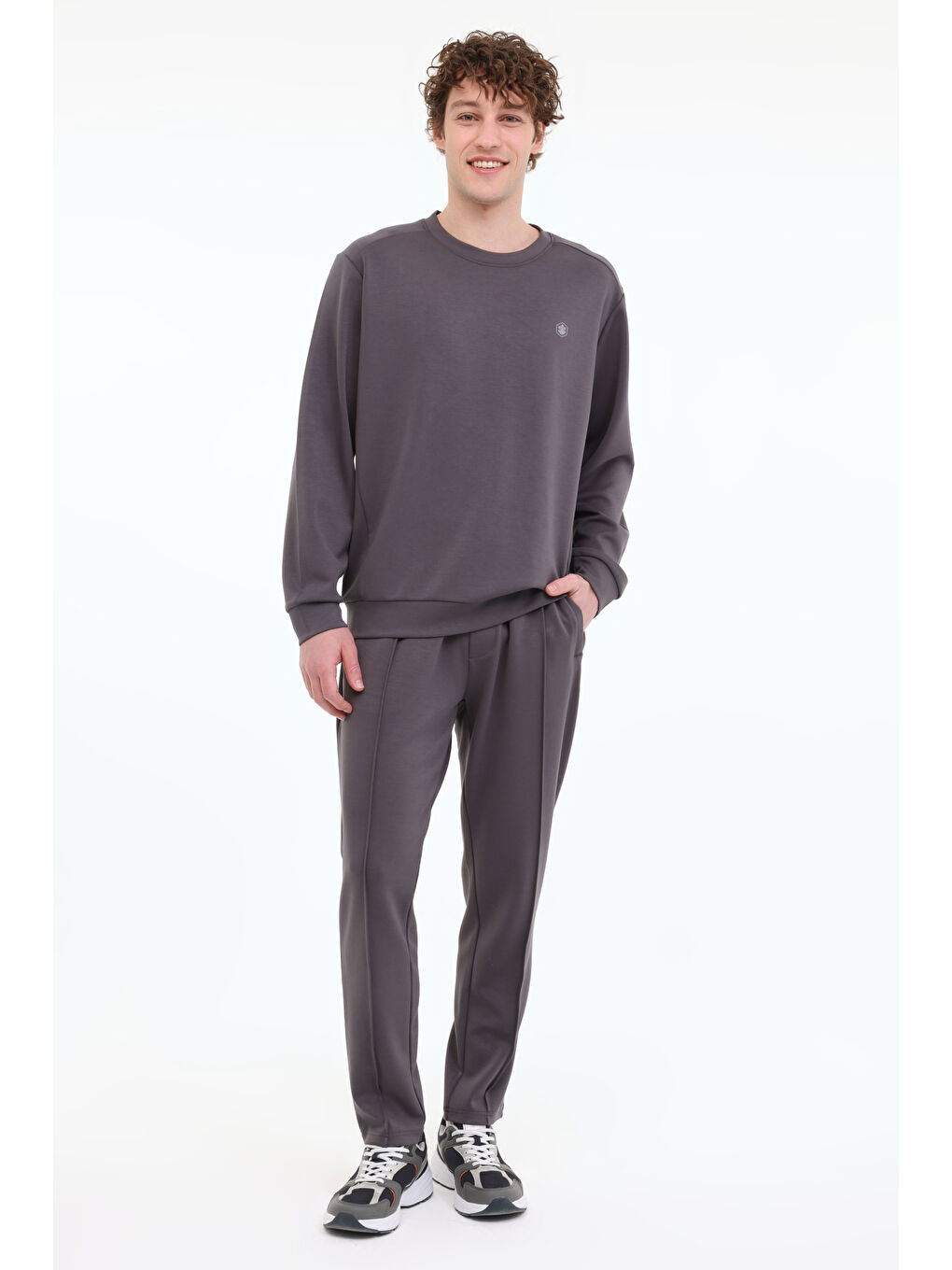 Gri MB MOD 16MZ-303 5FX Antrasit Erkek Sweatshirt-2