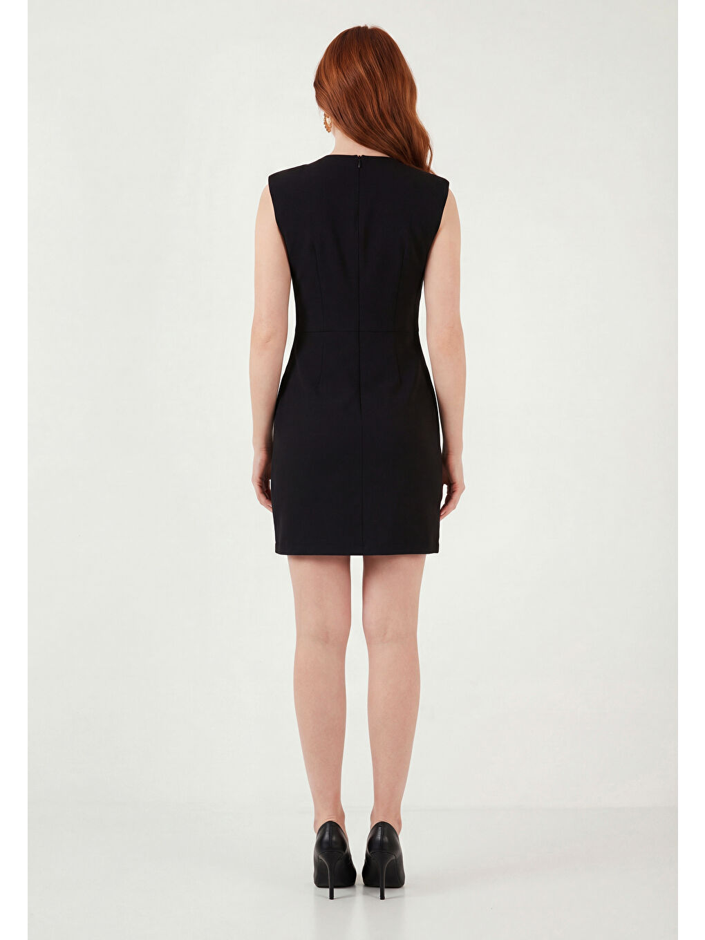 Siyah Bisiklet Yaka Kolsuz Mini Elbise 6525719-6