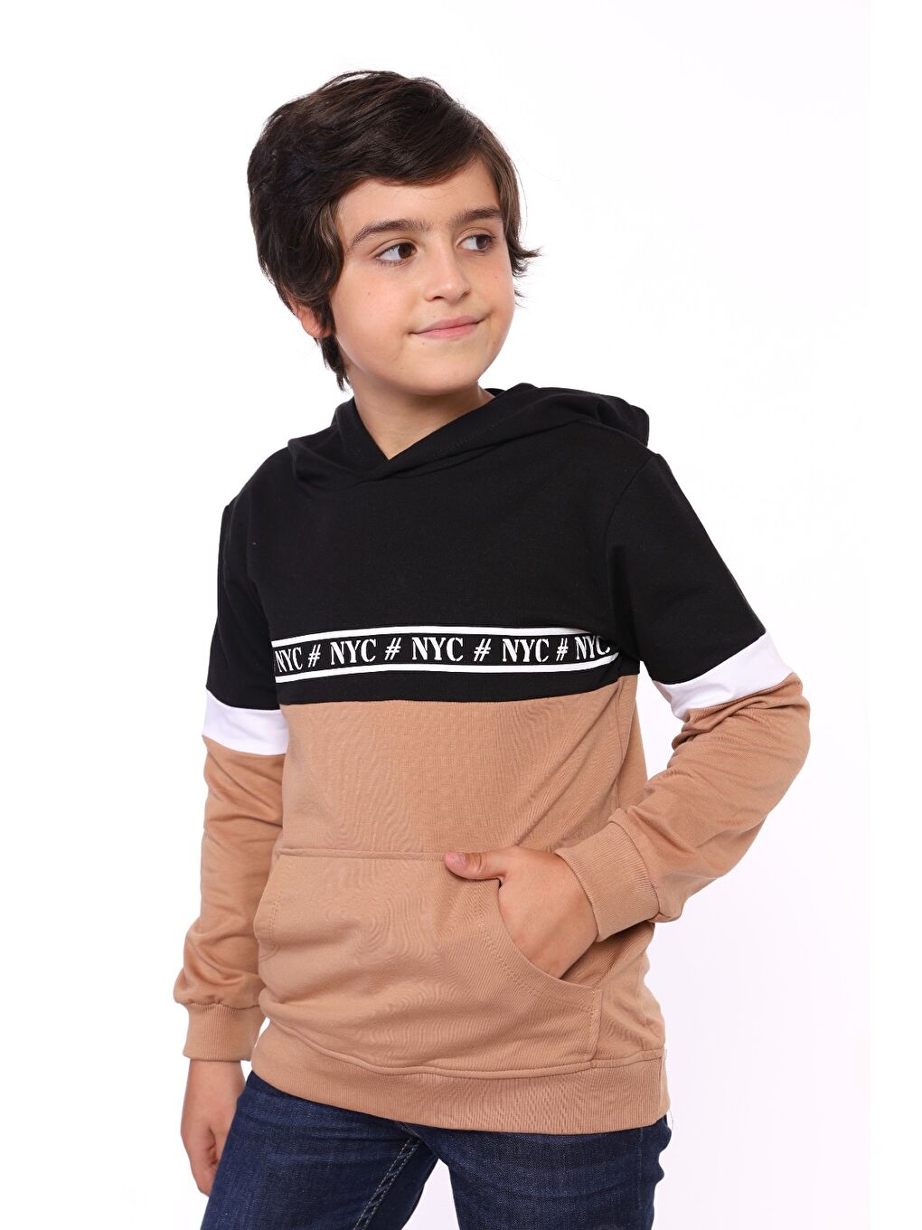 Kahverengi Erkek Çocuk Baskılı Sweatshirt