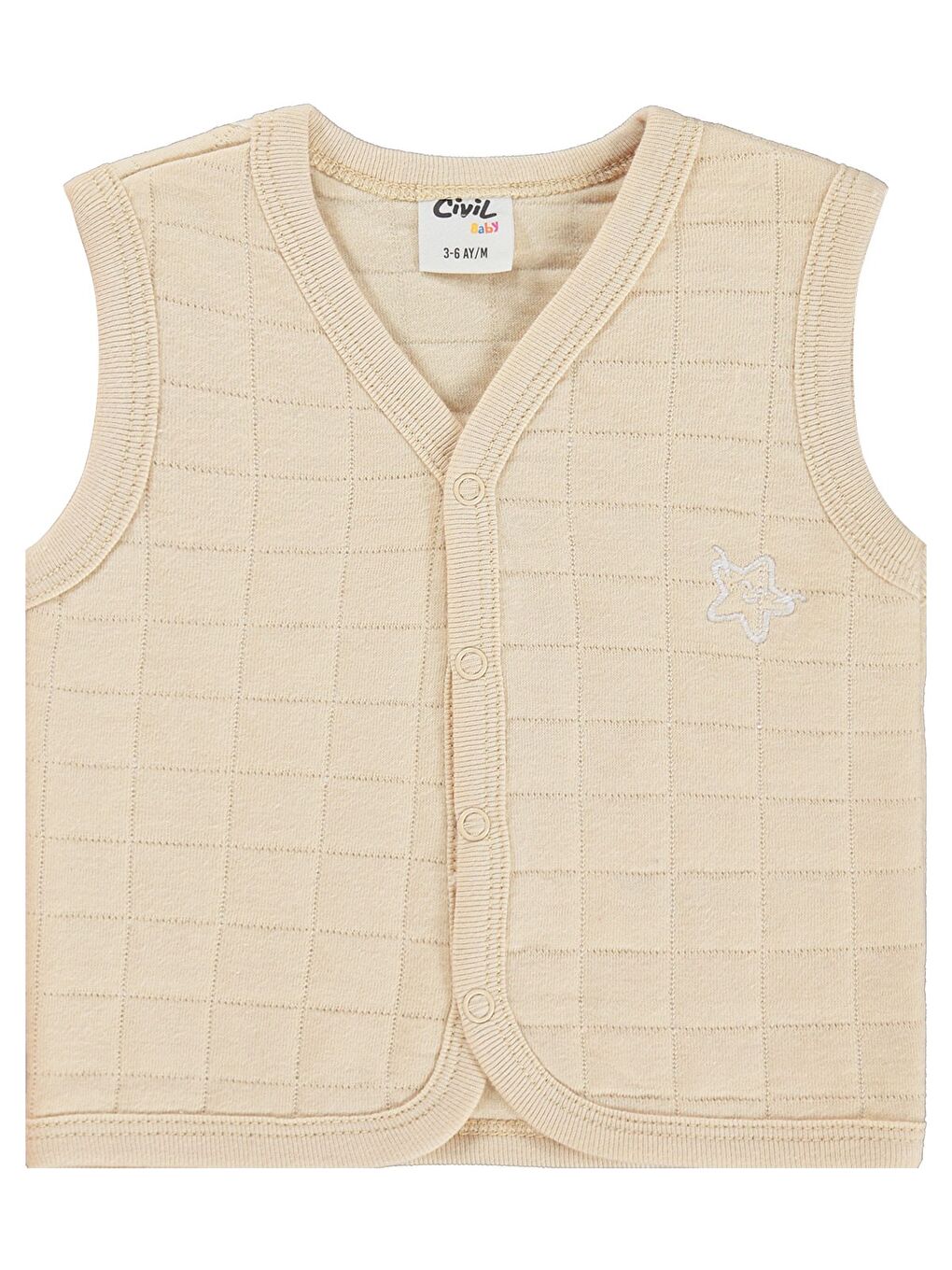 Baby Yıldız Nakışlı 3-18 Ay Yelek - Kahverengi