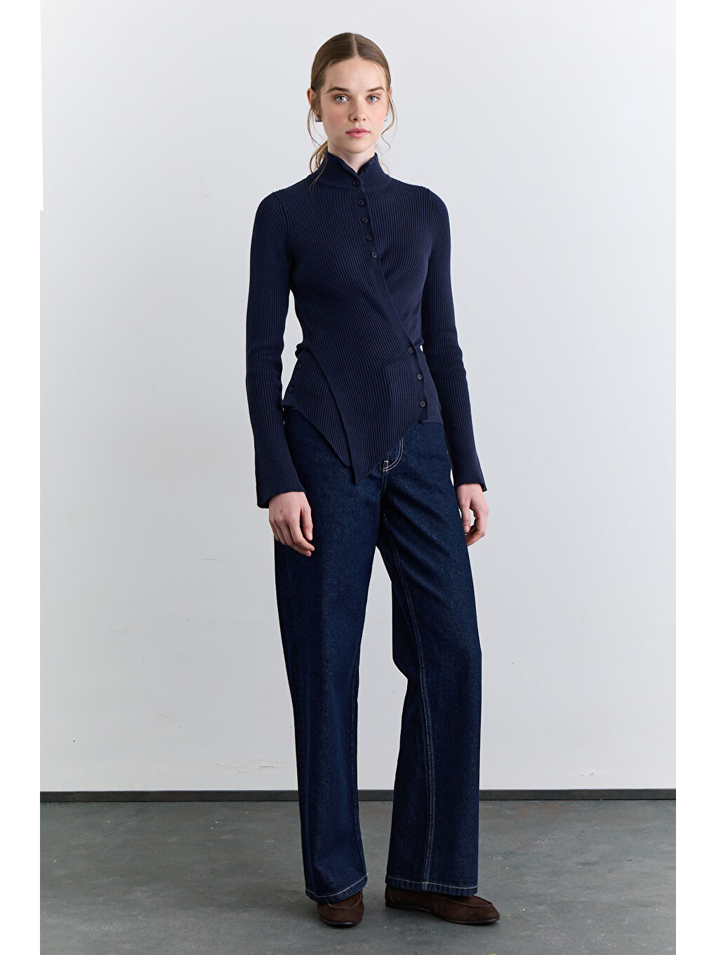 Çapraz Kapamalı Hırka Lacivert-1