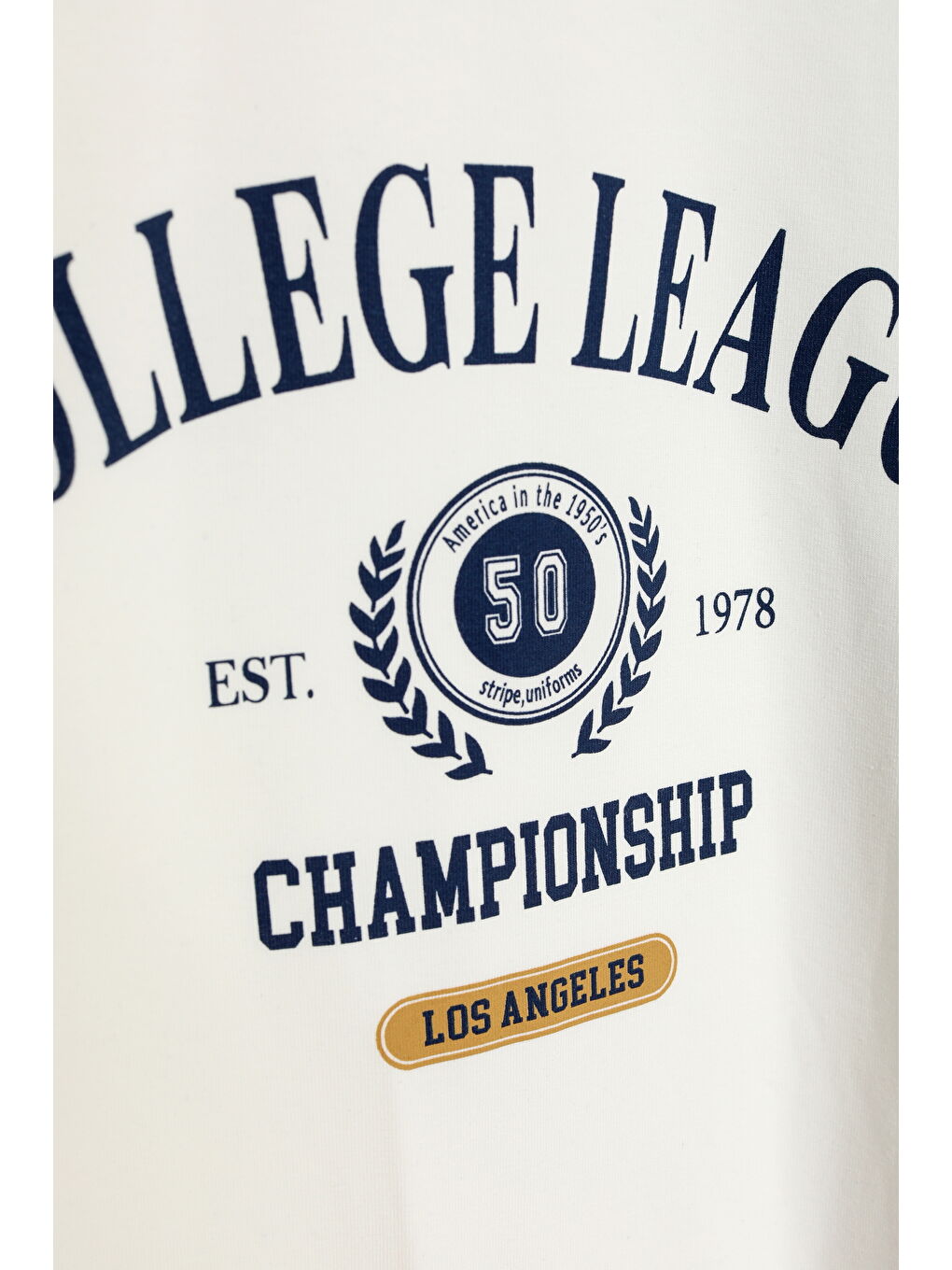 Reglan Kol Baskılı Bisiklet Yaka İnce Sweatshirt Ekru-2