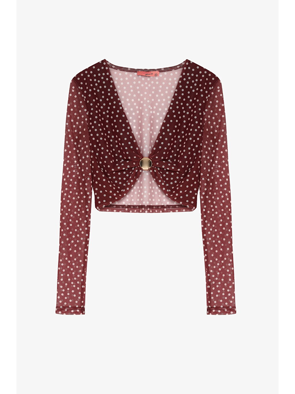 Puantiyeli Toka Aksesuarlı Transparan Bluz Mürdüm-1