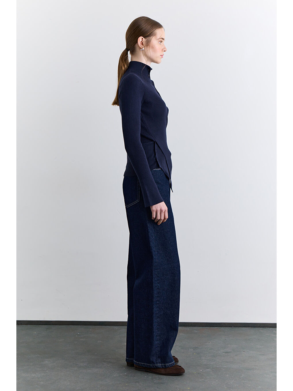 Çapraz Kapamalı Hırka Lacivert-2