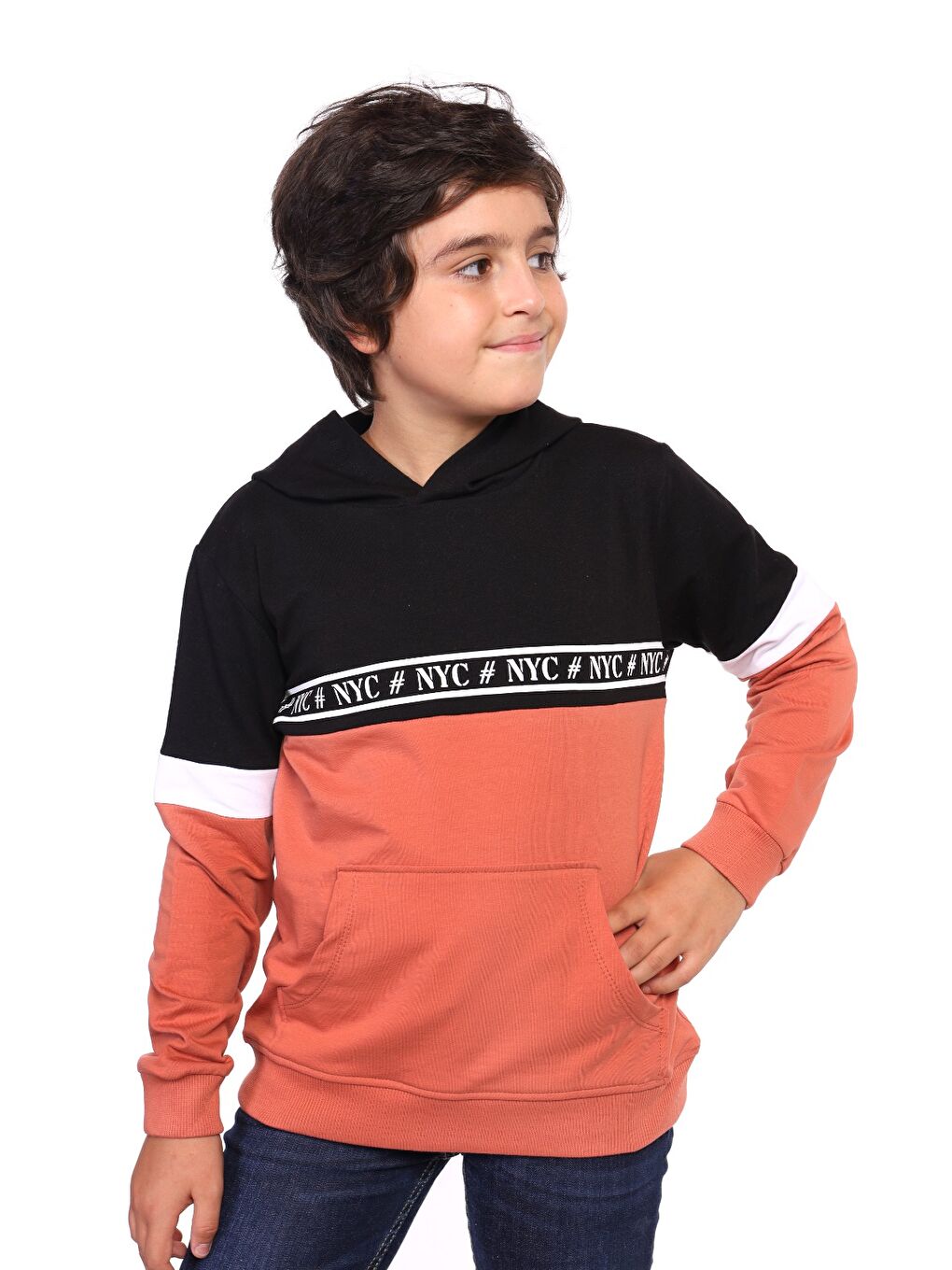 Kahverengi Erkek Çocuk Baskılı Sweatshirt