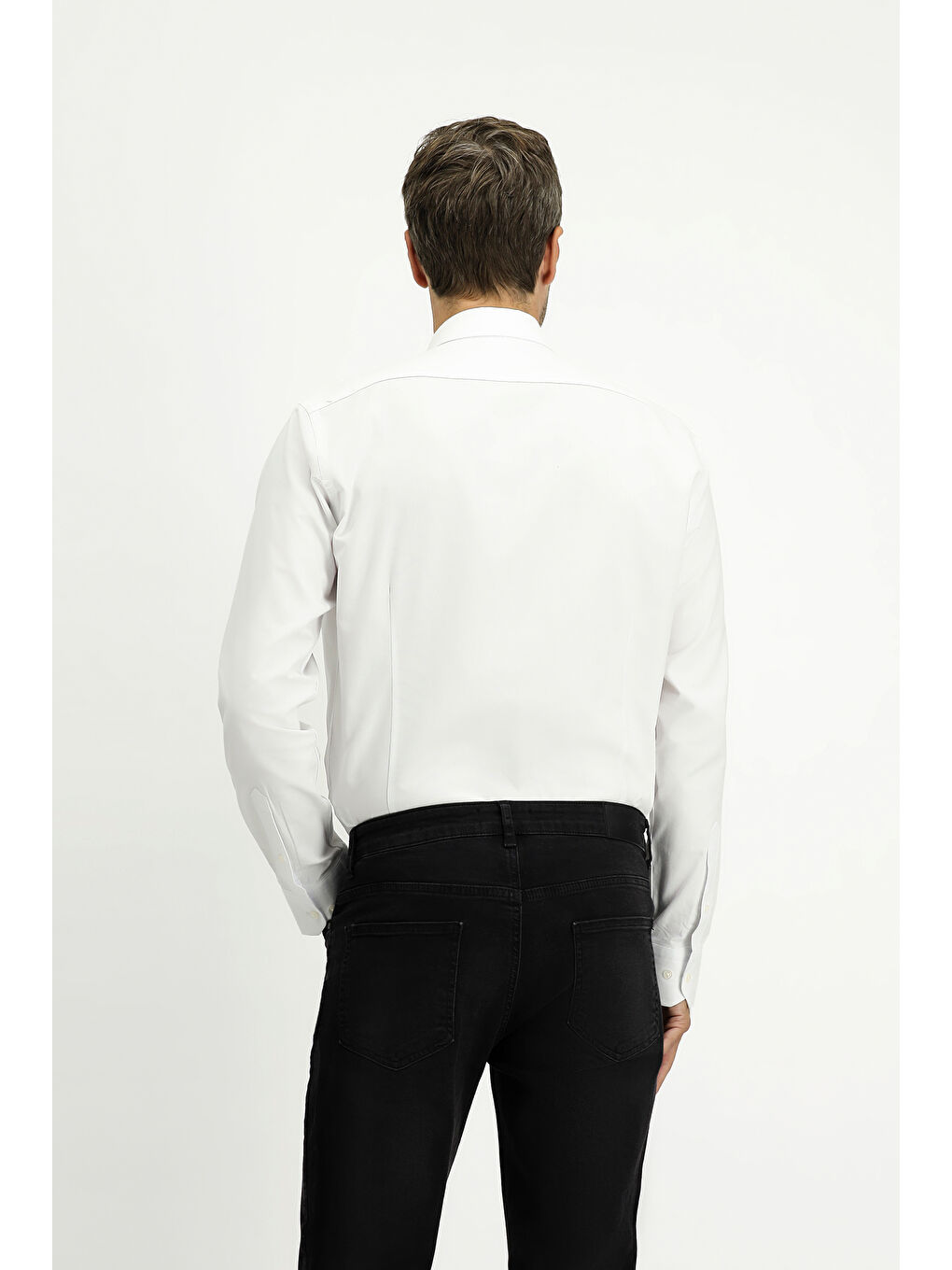 Beyaz Uzun Kol Slim Fit Dar Kesim Pamuk Oxford %100 Pamuk Gömlek-3