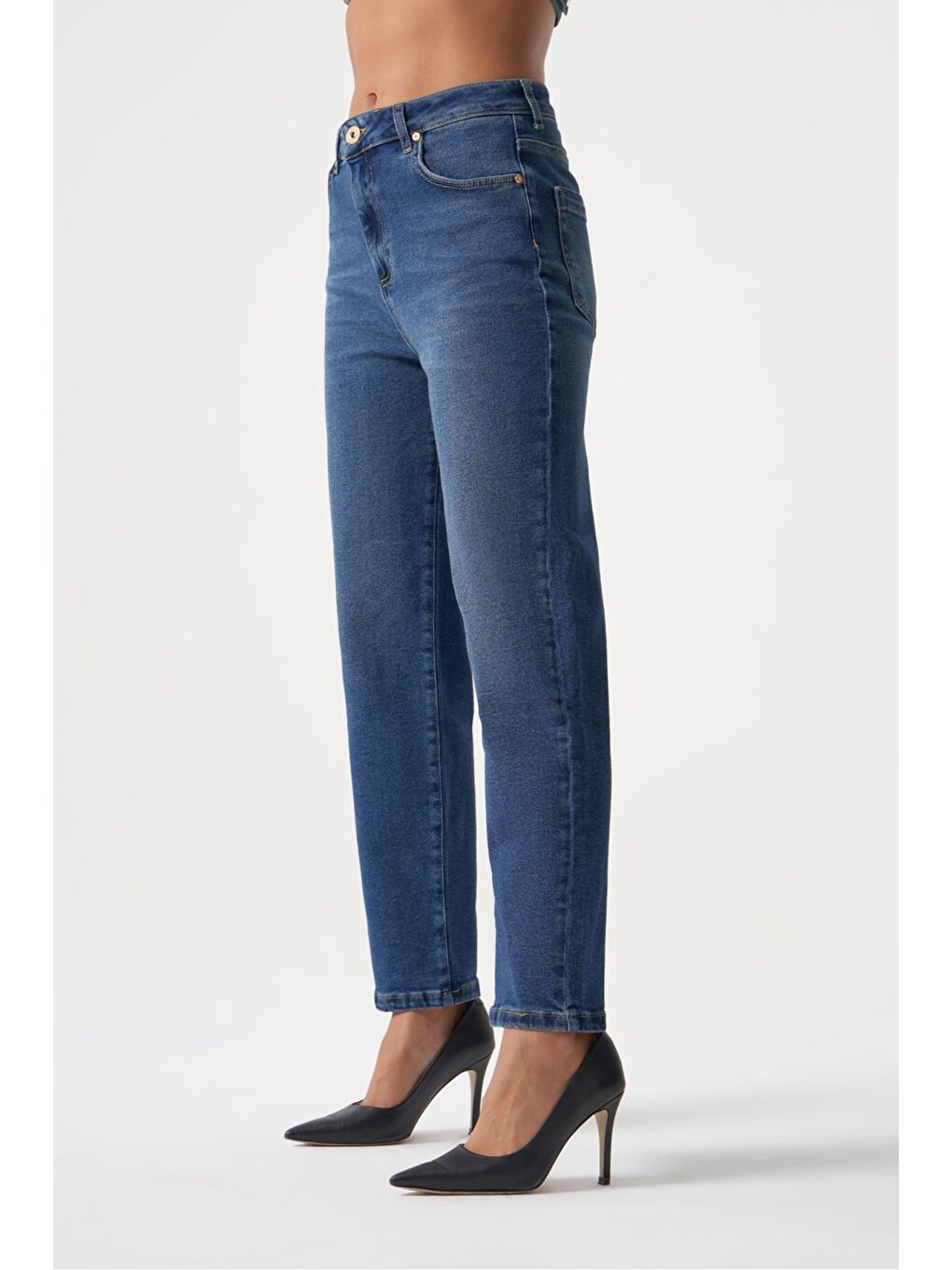 MZL Normal Bel Klasik Kesim Lacivert Boru Paça Denim Pantolon-1