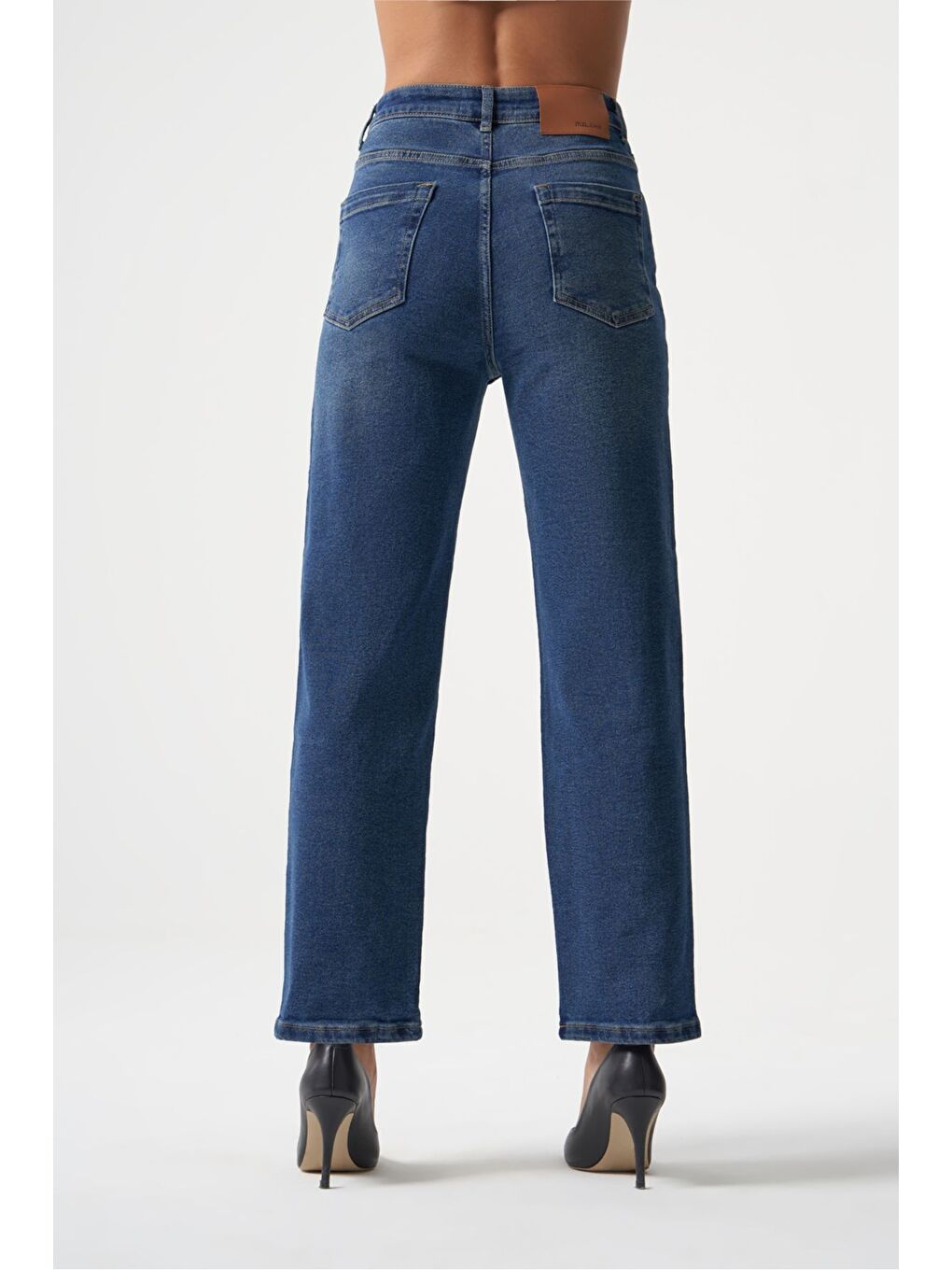 MZL Normal Bel Klasik Kesim Lacivert Boru Paça Denim Pantolon-2
