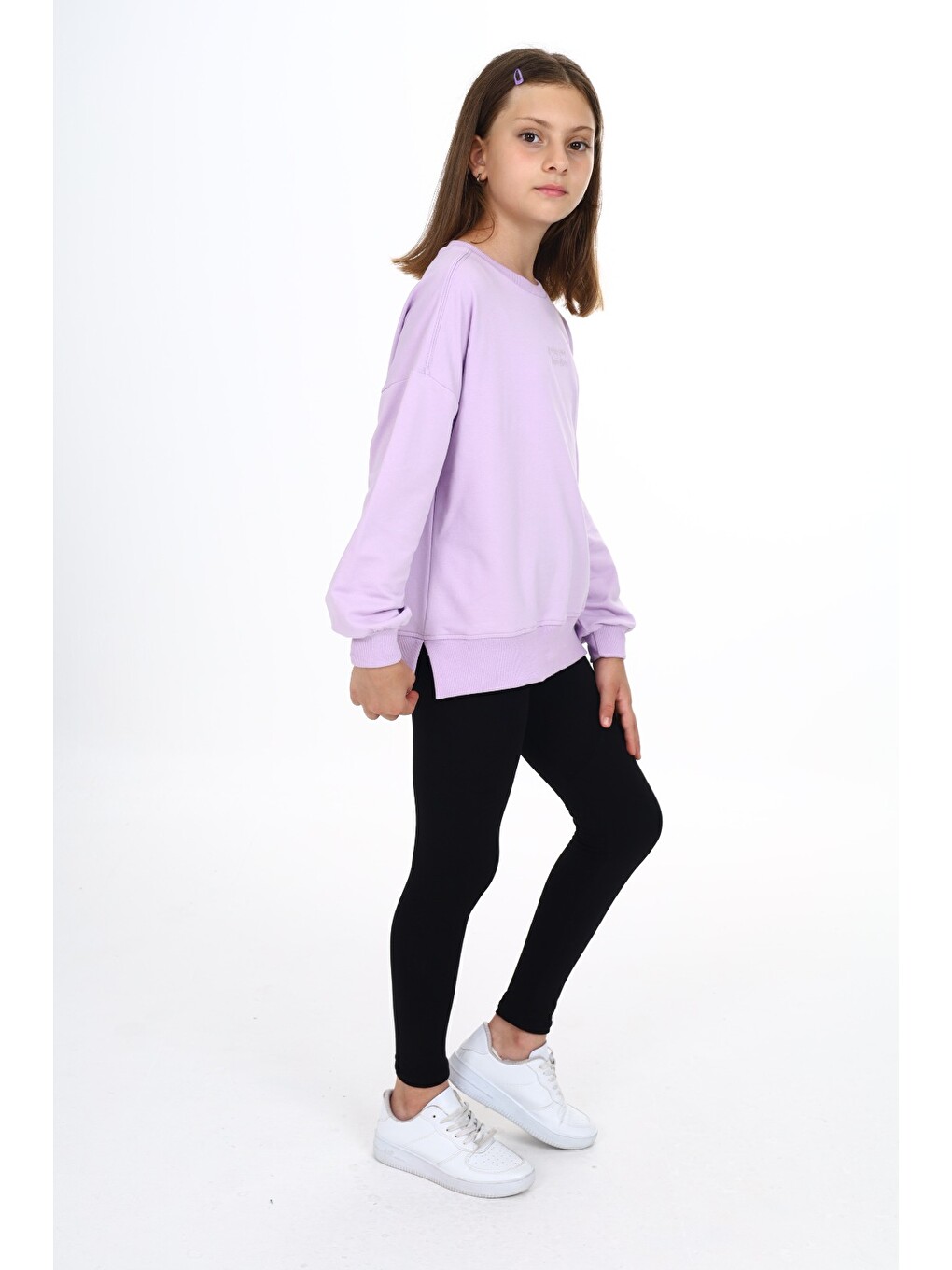 Lila Kız Çocuk Nakışlı Taytlı Takım-3