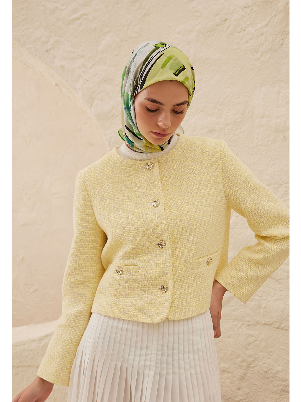 Amelie Desen Pamuk Vual Eşarp Yeşil-2