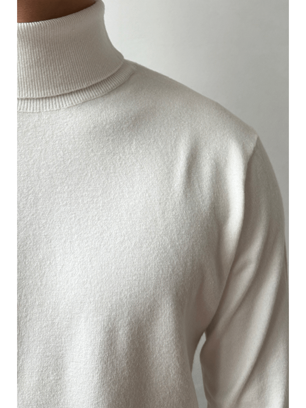 Beyaz Erkek Tam Balıkçı Slim Fit Triko Kazak-5