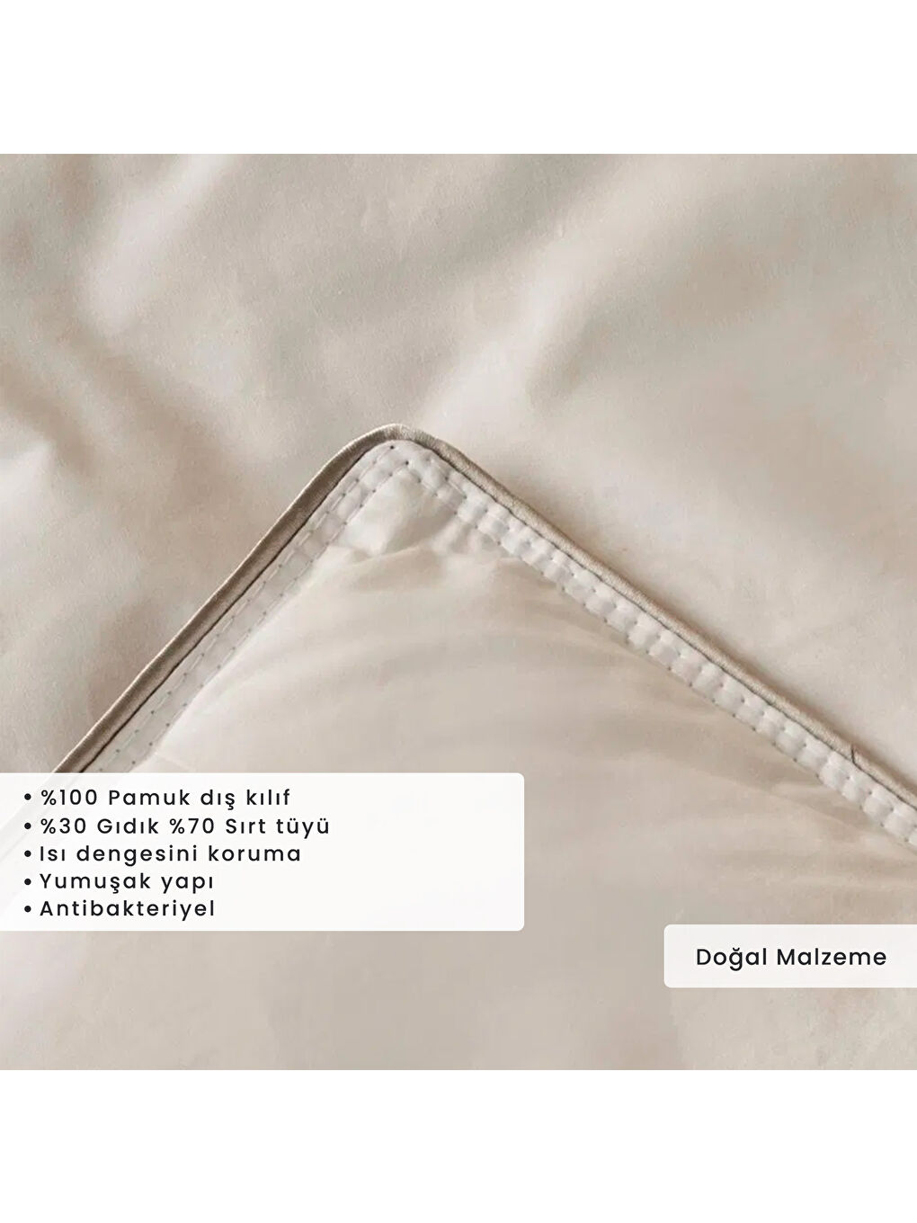 Diamond Kaz Tüyü Tek Kişilik Yorgan Beyaz (155x215 cm)-1