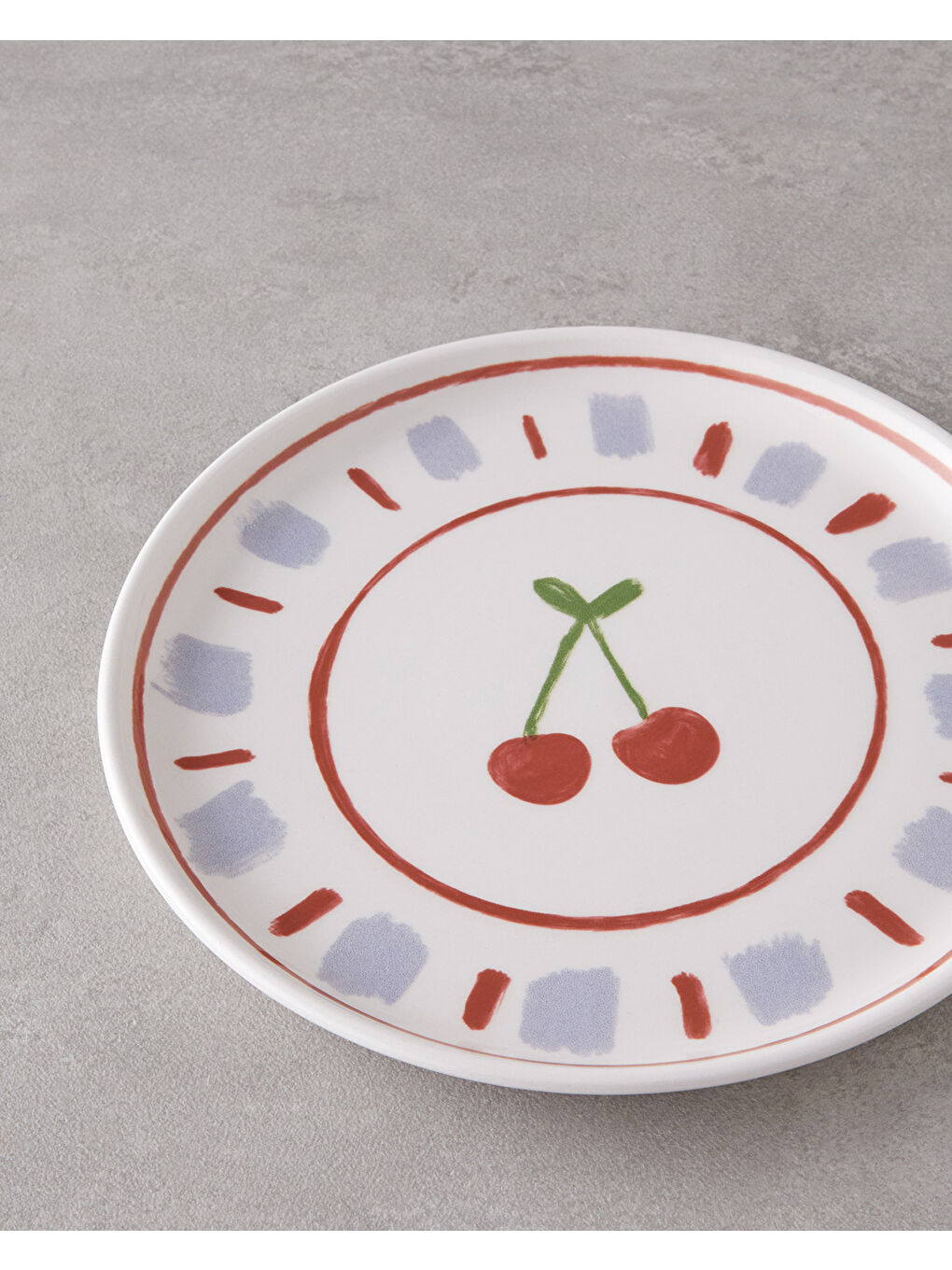 Beyaz Cherry Seramik Pasta Tabağı 20 cm Renkli-2