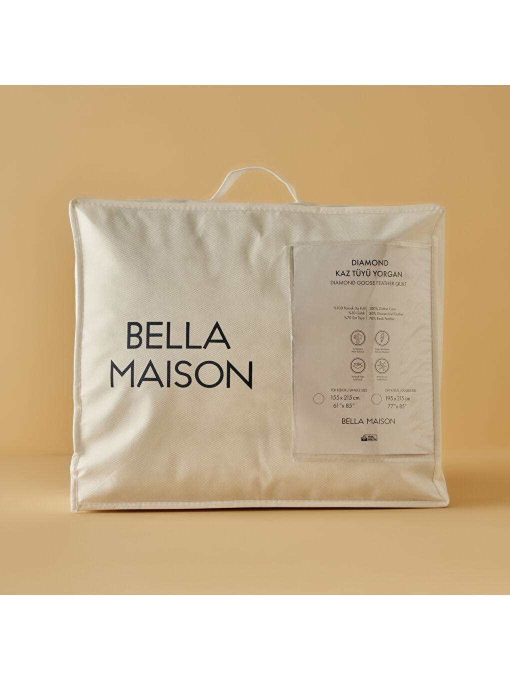 Diamond Kaz Tüyü Tek Kişilik Yorgan Beyaz (155x215 cm)-2