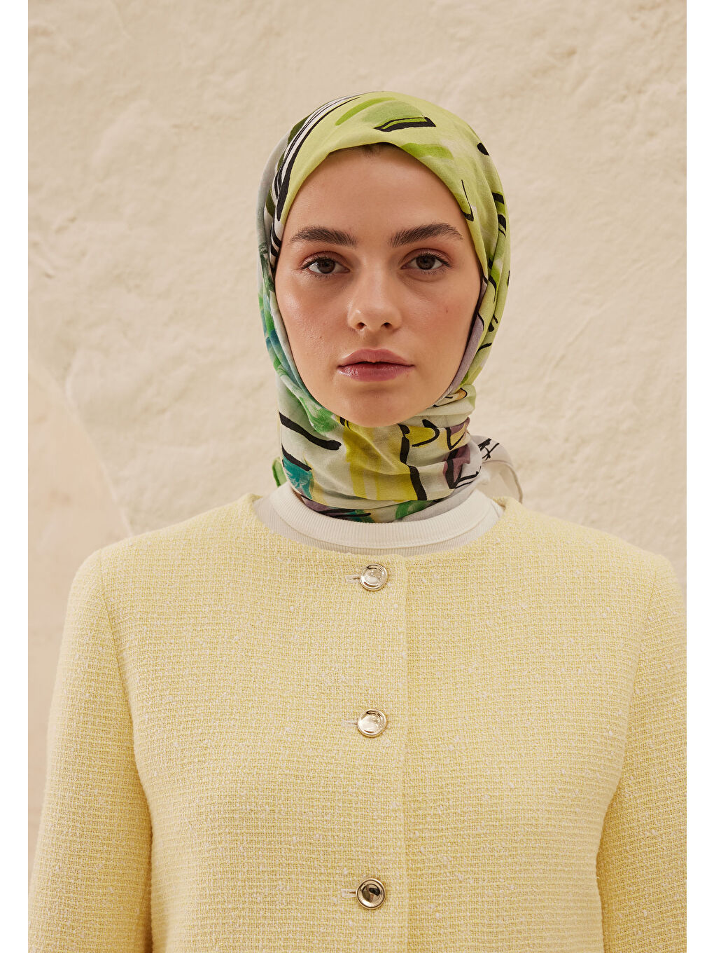 Amelie Desen Pamuk Vual Eşarp Yeşil-3