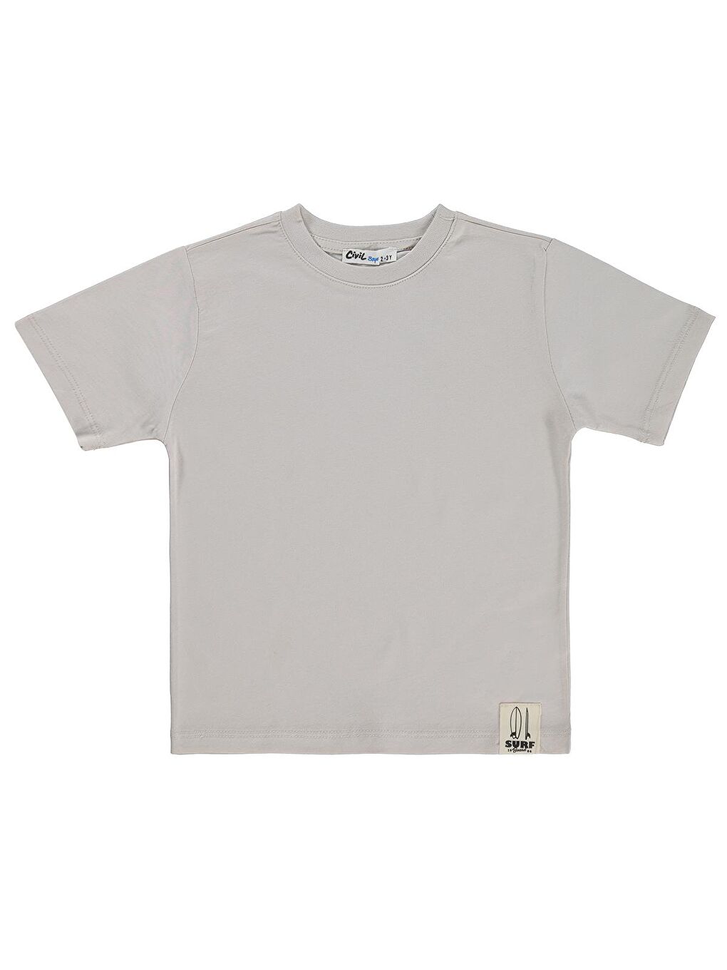 Bej Boys Basic Surf Etiketli 2-5 Yaş Tişört - Koyu Taş Rengi-2