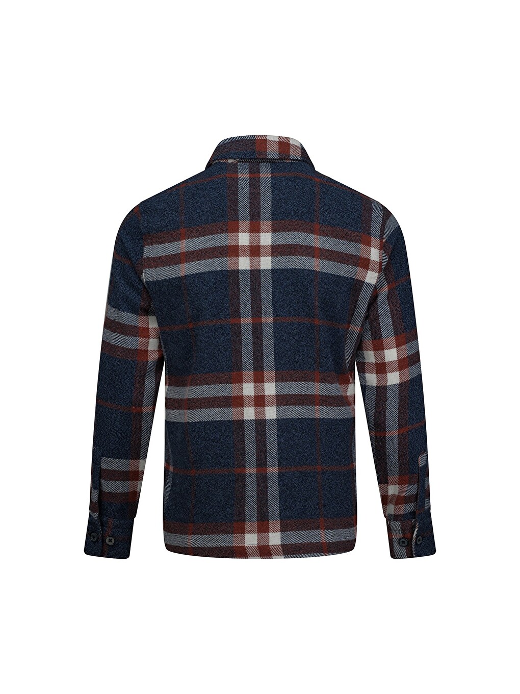 Lacivert Regular Fit Shacket Uzun Kollu Pamuklu Kareli Gömlek-2
