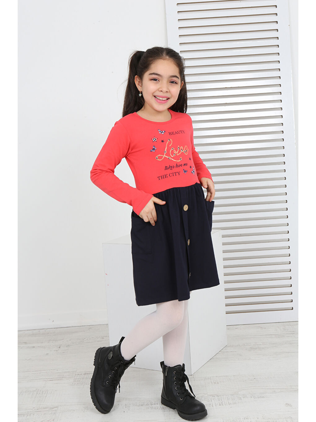 Toontoykids Narçiçeği Kız Çocuk Beauty Love Baskılı Elbise