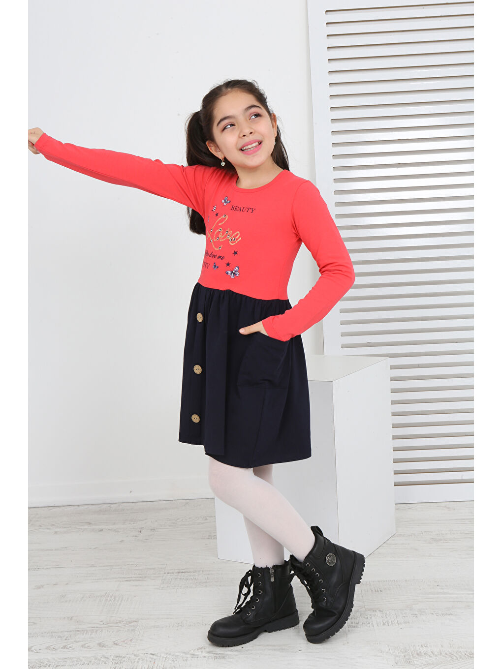 Toontoykids Narçiçeği Kız Çocuk Beauty Love Baskılı Elbise - 2