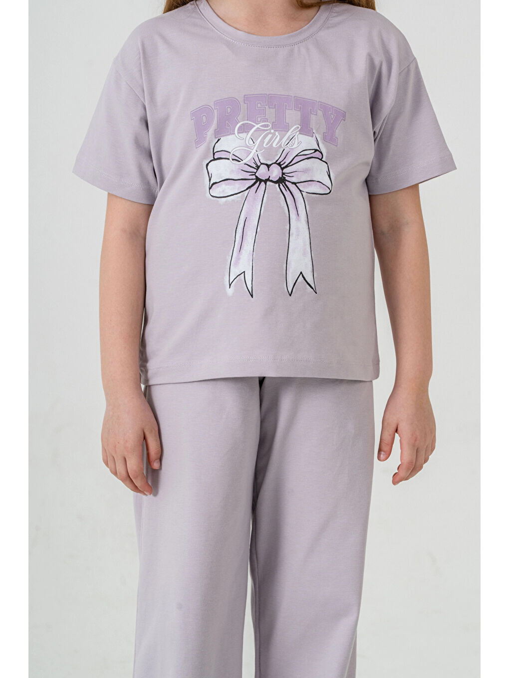 Lila Pretty Girl Baskılı Kız Çocuk Takım 033-2