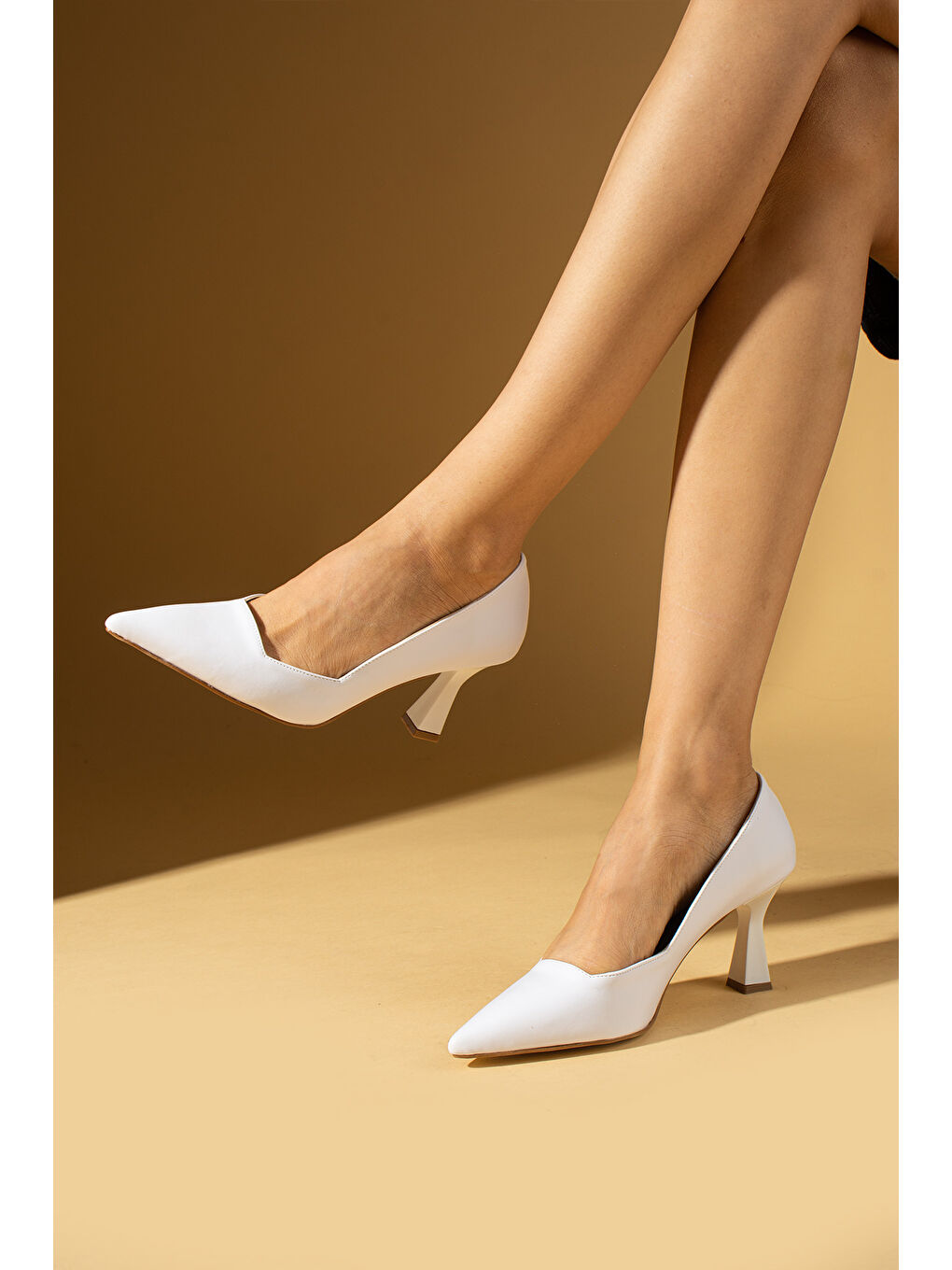 Beyaz Kadeh Topuklu Jurdan Taban Kadın Stiletto 009-2924-24