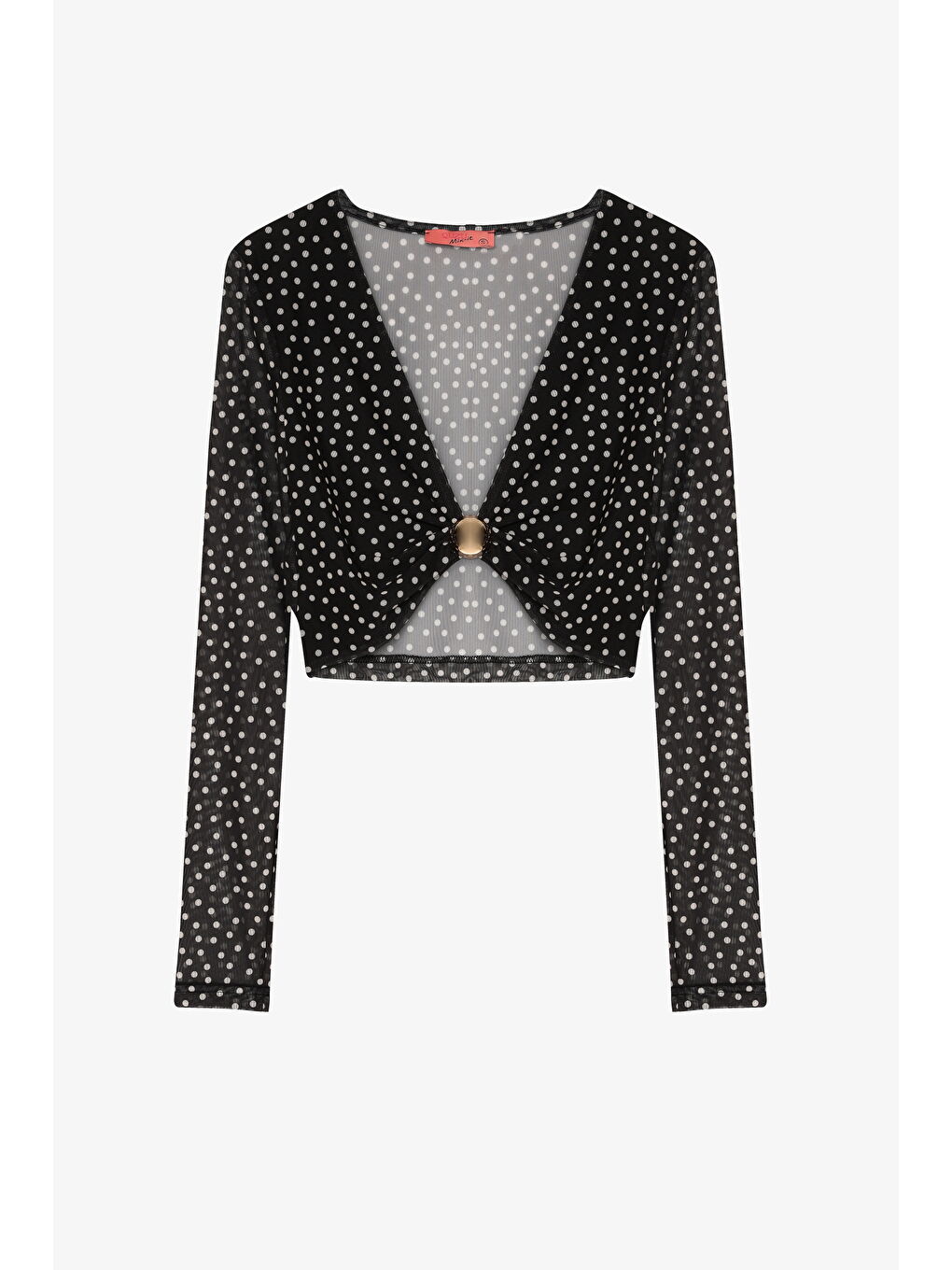 Puantiyeli Toka Aksesuarlı Transparan Bluz Siyah-1