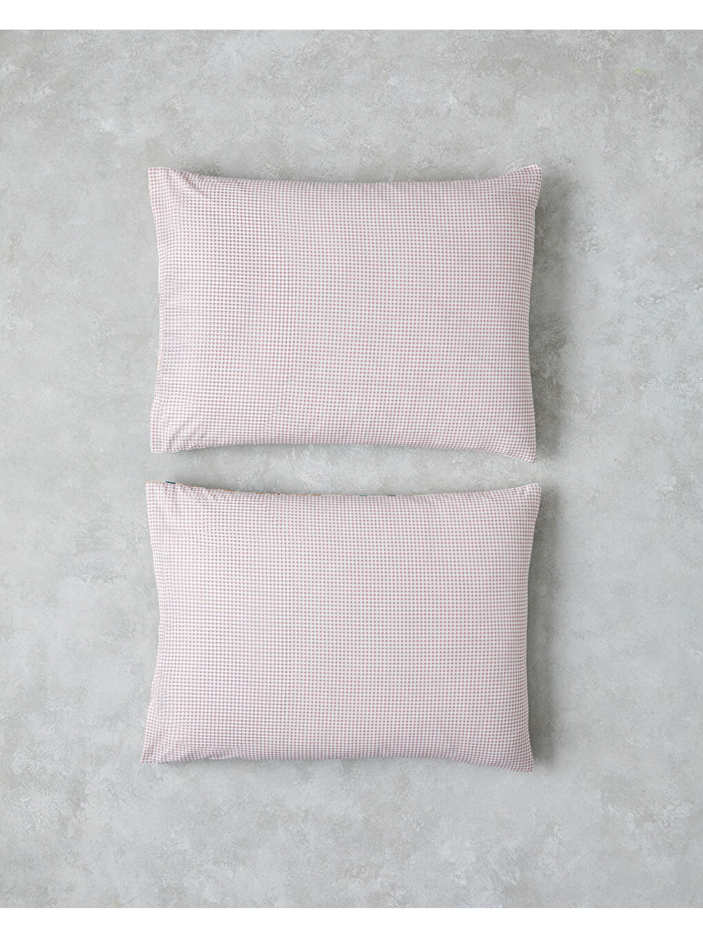 Geo Plaid Pamuklu 2'li Yastık Kılıfı 50x70 cm Yeşil-Pembe-1