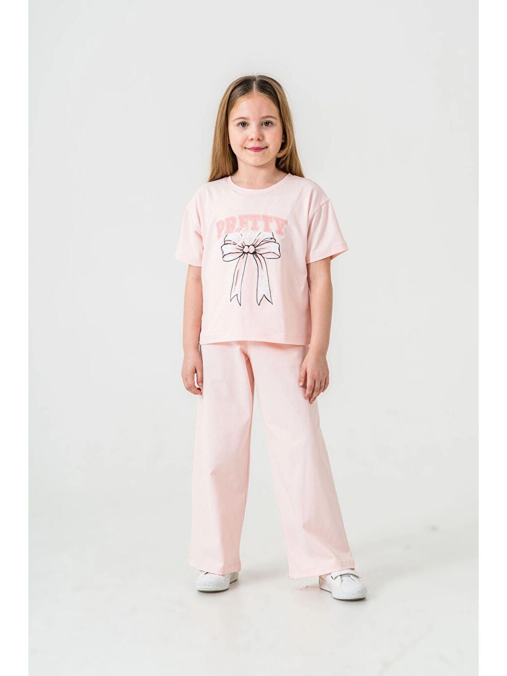 Pembe Pretty Girl Baskılı Kız Çocuk Takım 033-1