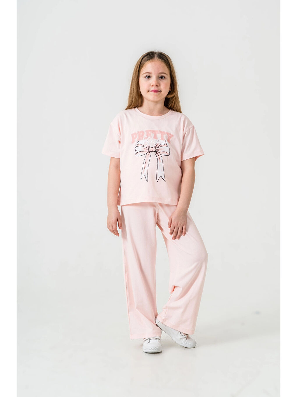 Pembe Pretty Girl Baskılı Kız Çocuk Takım 033-2
