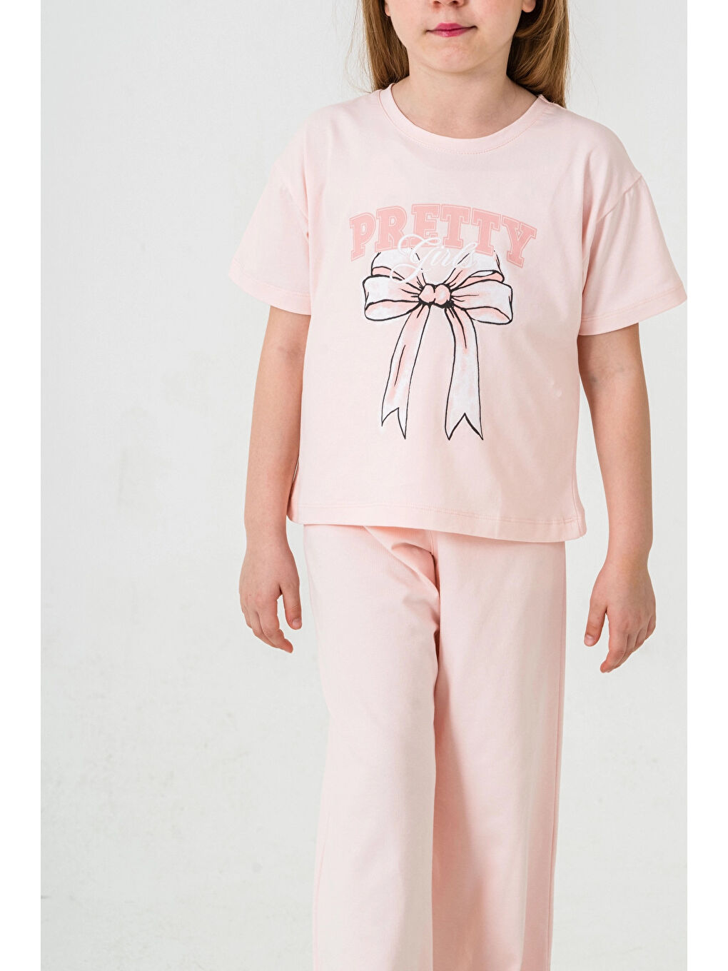 Pembe Pretty Girl Baskılı Kız Çocuk Takım 033-4