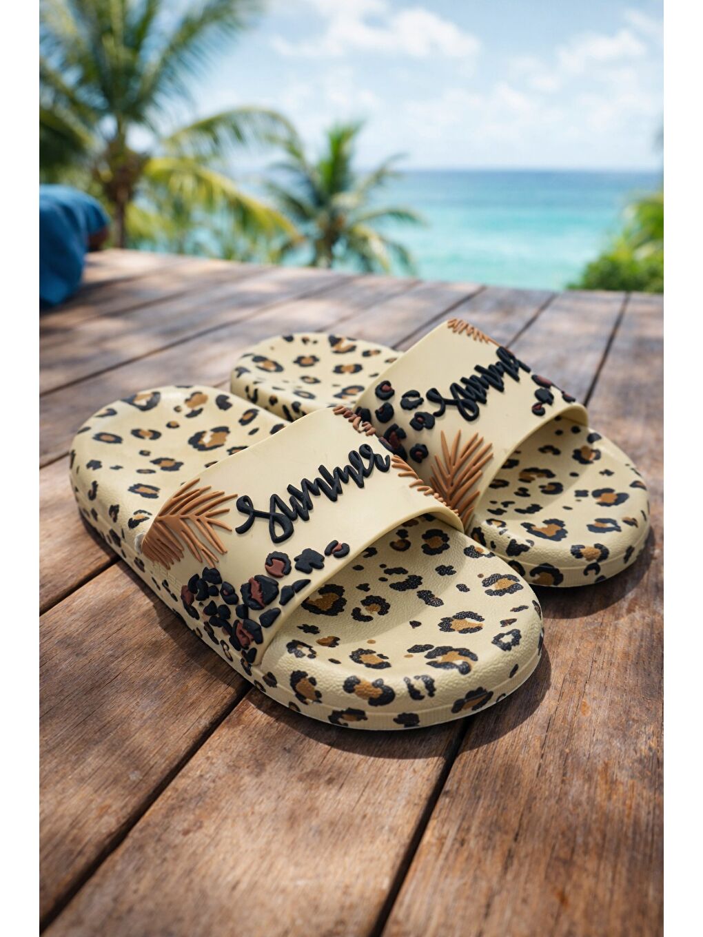 Bej SUMMY Kadın Terlik Kaymaz Taban Plaj Deniz Havuz Terliği