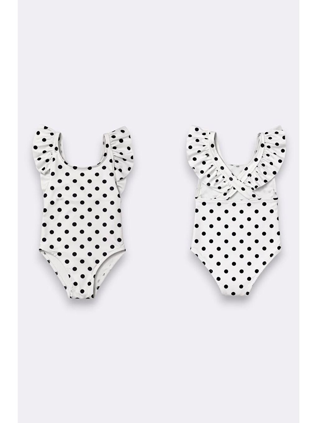 Siyah Kız Çocuk Fırfır Detaylı Tasarım Çapraz Askılı Mayo 12724