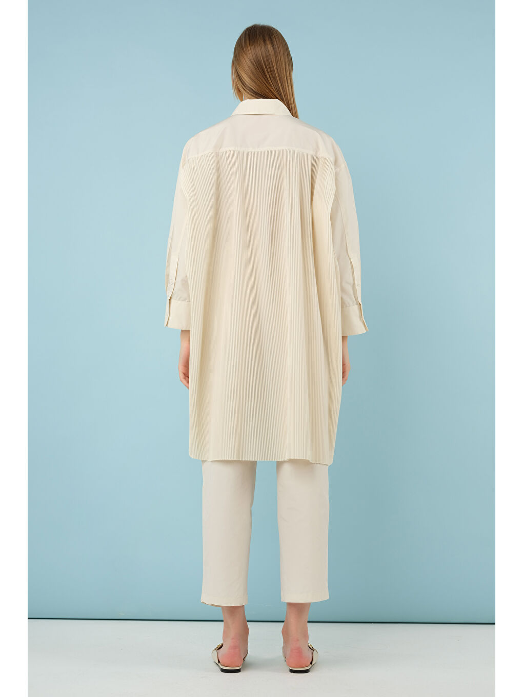 Piliseli Gömlek Ekru-4