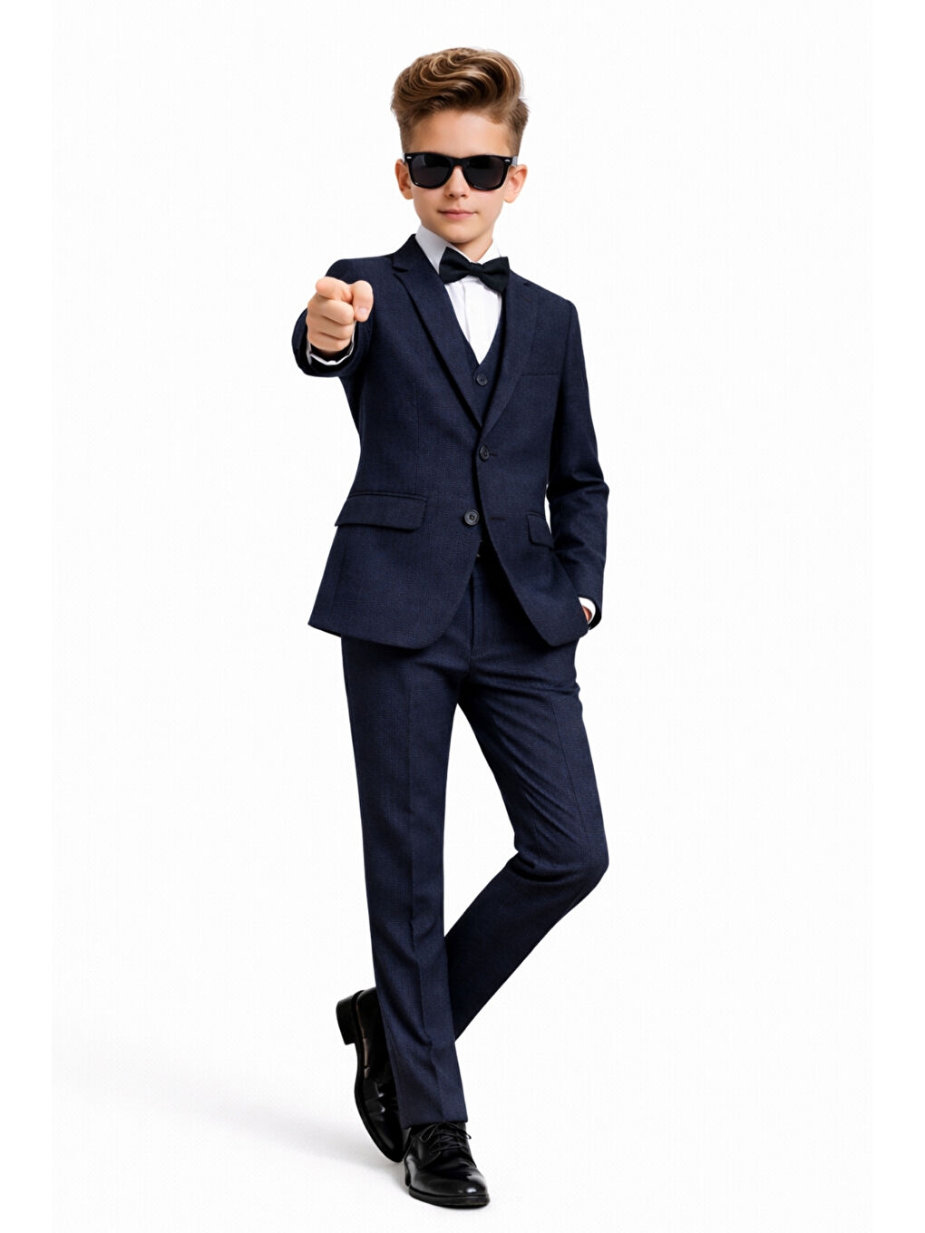 Lacivert Erkek Çocuk Slim Fit Premium Damatlık Smokin Takım Elbise Ak4000-1