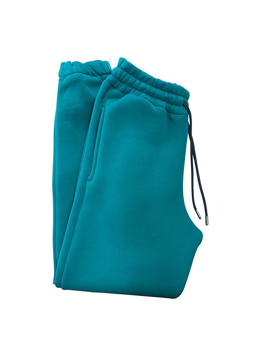 Yeşil Kadın Pamuklu 3 İplik Lastik Paça Cepli Yüksek Kalite Şardonlu Kalın Eşofman Altı-2