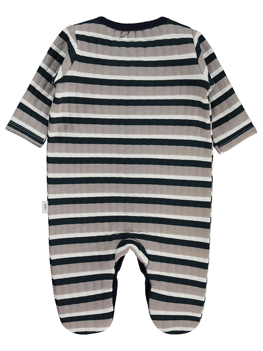 Baby Kare Çizgi Empirme Patikli 1-9 Ay Tulum - Bej 1-3 Ay-1