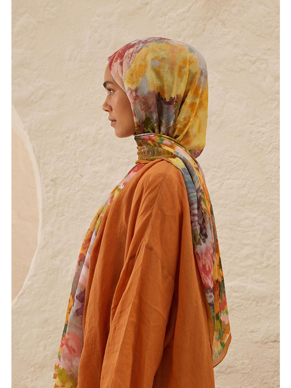 Kahverengi Esther Desen Rami Şal Toprak-3