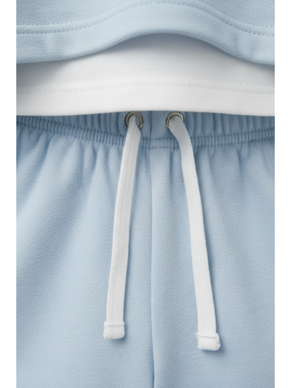 Kız Çocuk Pamuklu Mavi Baskılı T-Shirt Ve Şort Takım - Kontrast Şerit Detaylı-1