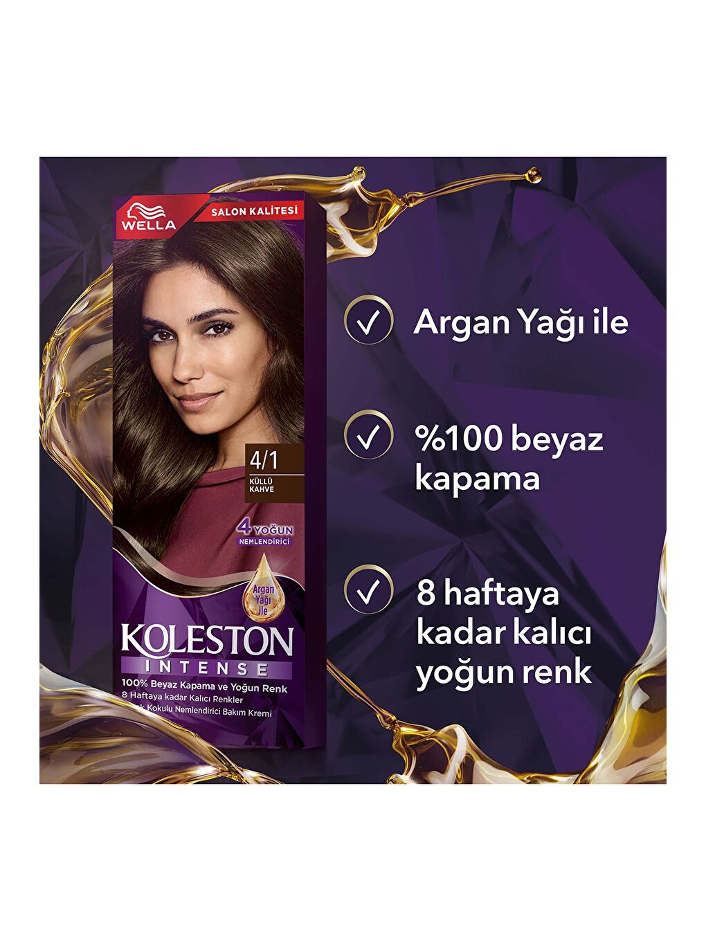 Wella Renksiz Koleston Intense Saç Boyası 4/1 Küllü Kahve - 5